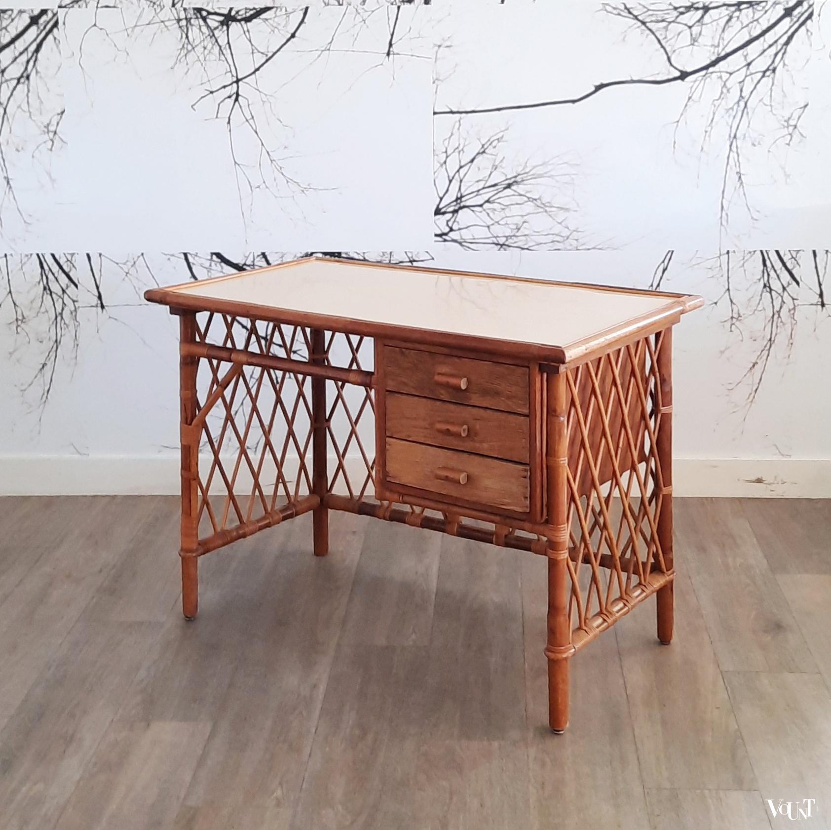 Frans rotan bureautje, jaren '50/'60