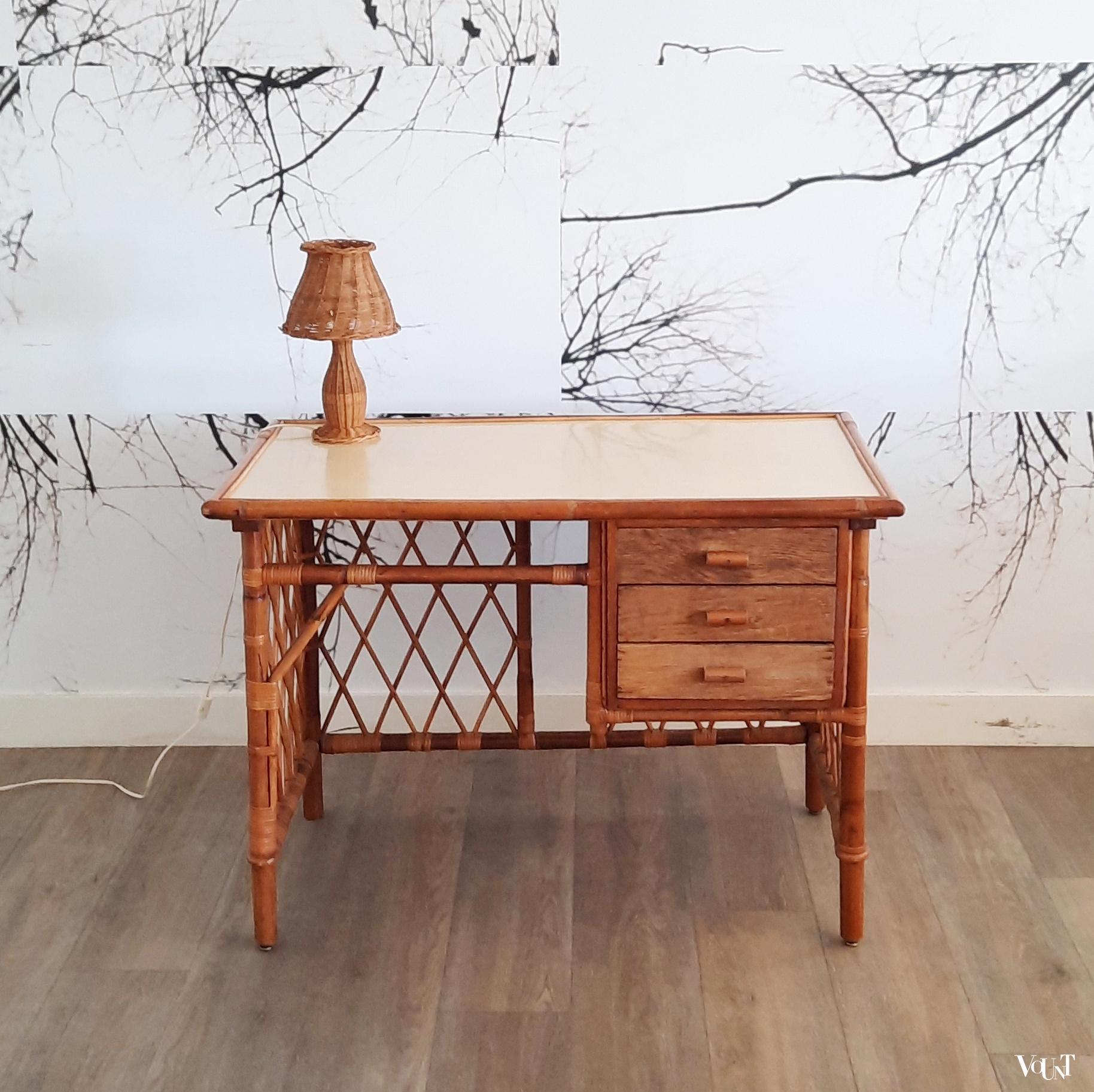 Frans rotan bureautje, jaren '50/'60