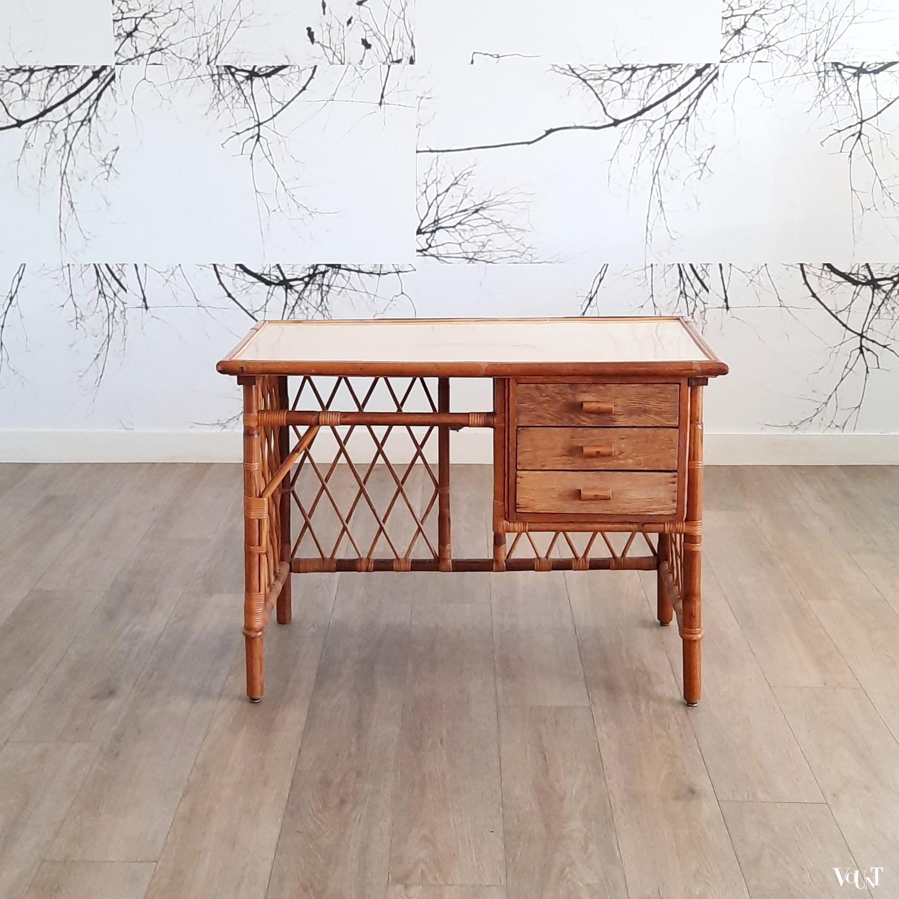 Frans rotan bureautje, jaren '50/'60