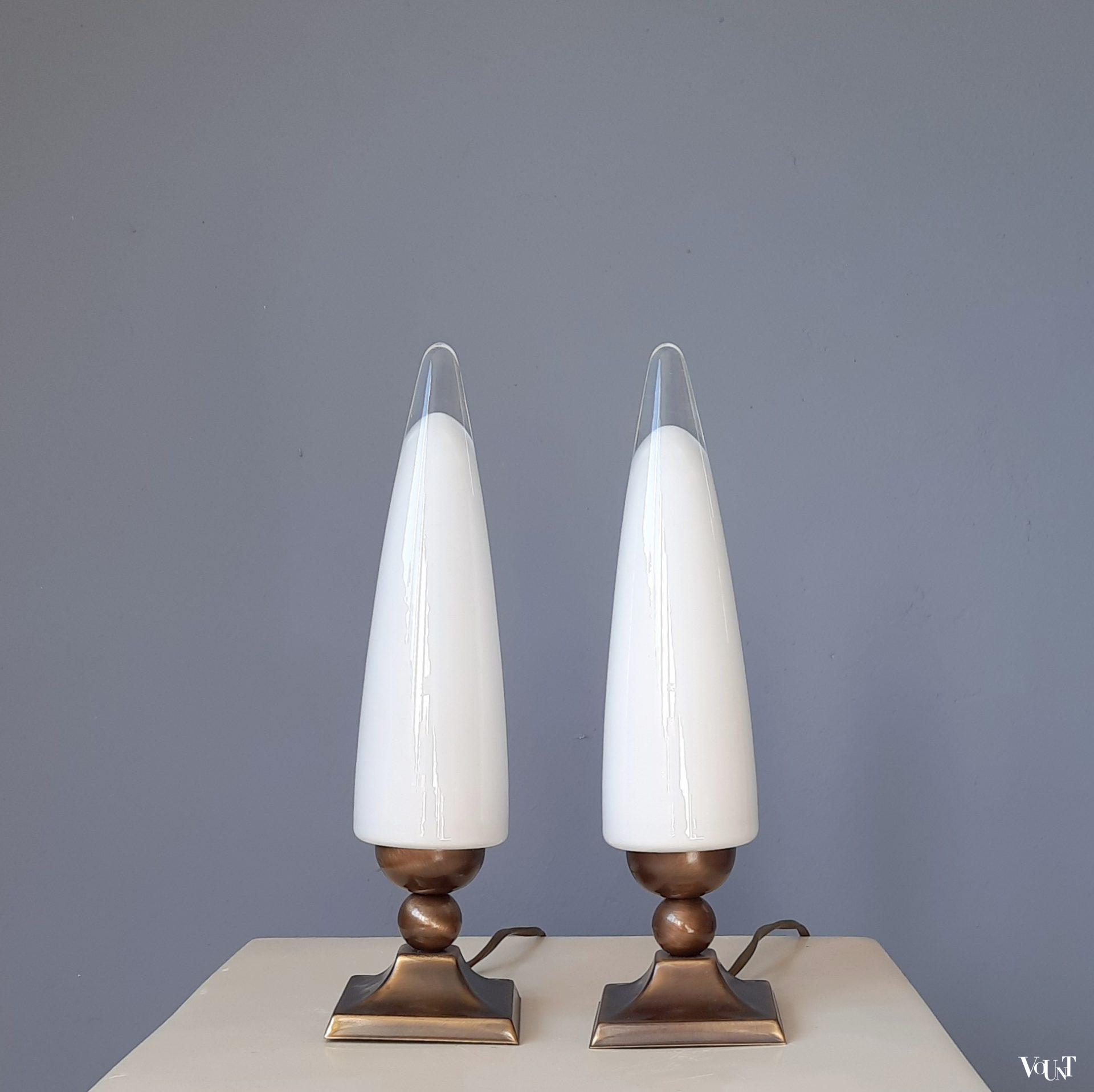 Set van 2 conische tafellampjes, De Lijster Lampen, jaren '90