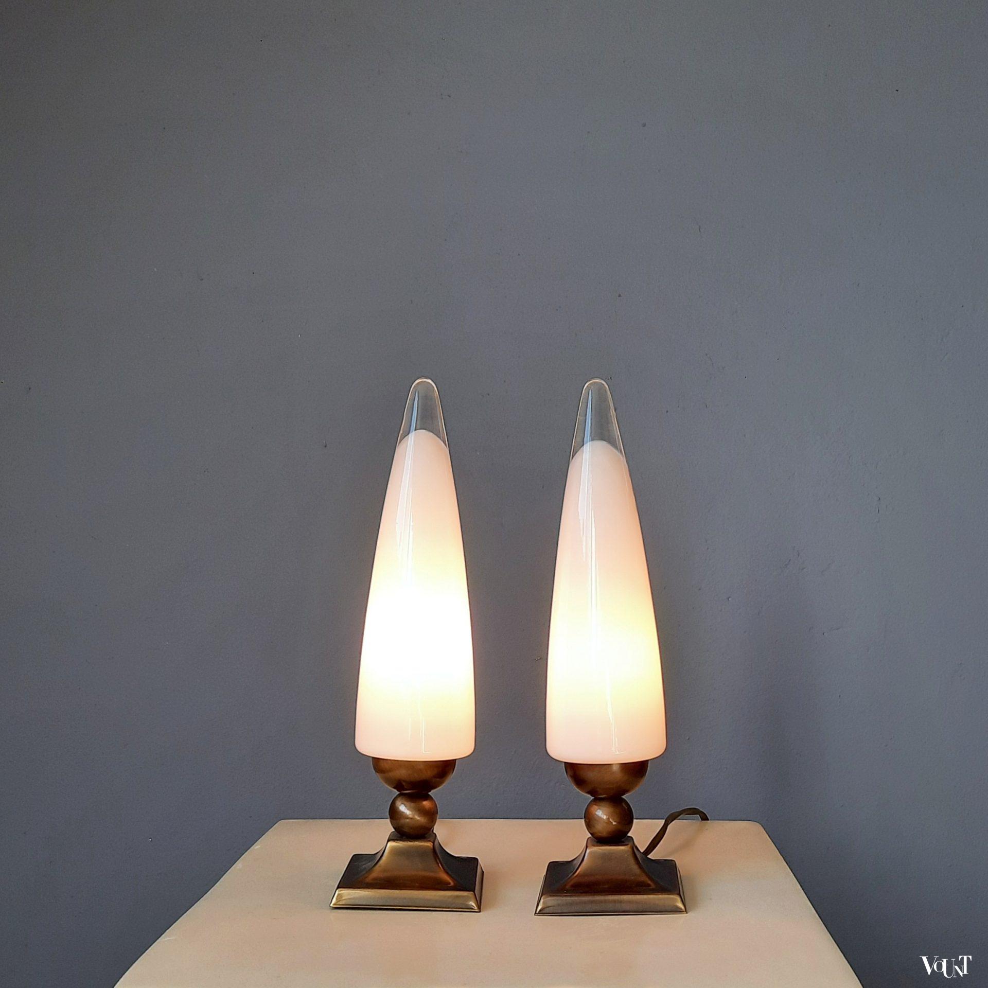 Set van 2 conische tafellampjes, De Lijster Lampen, jaren '90