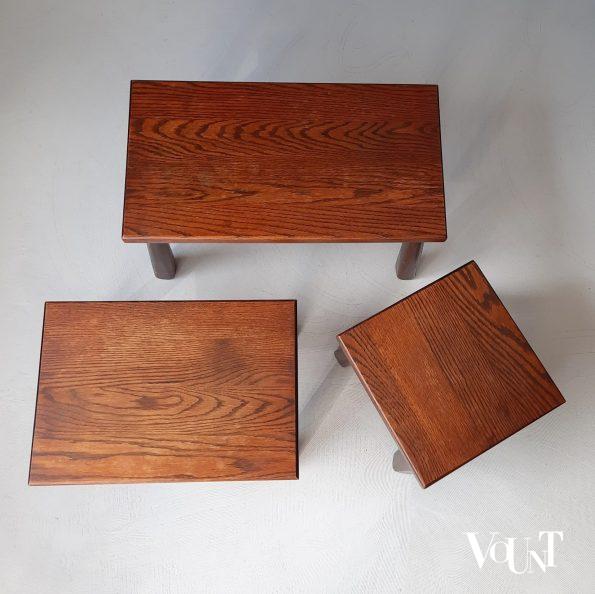 Set van 3 brutalist bijzettafels, jaren '60