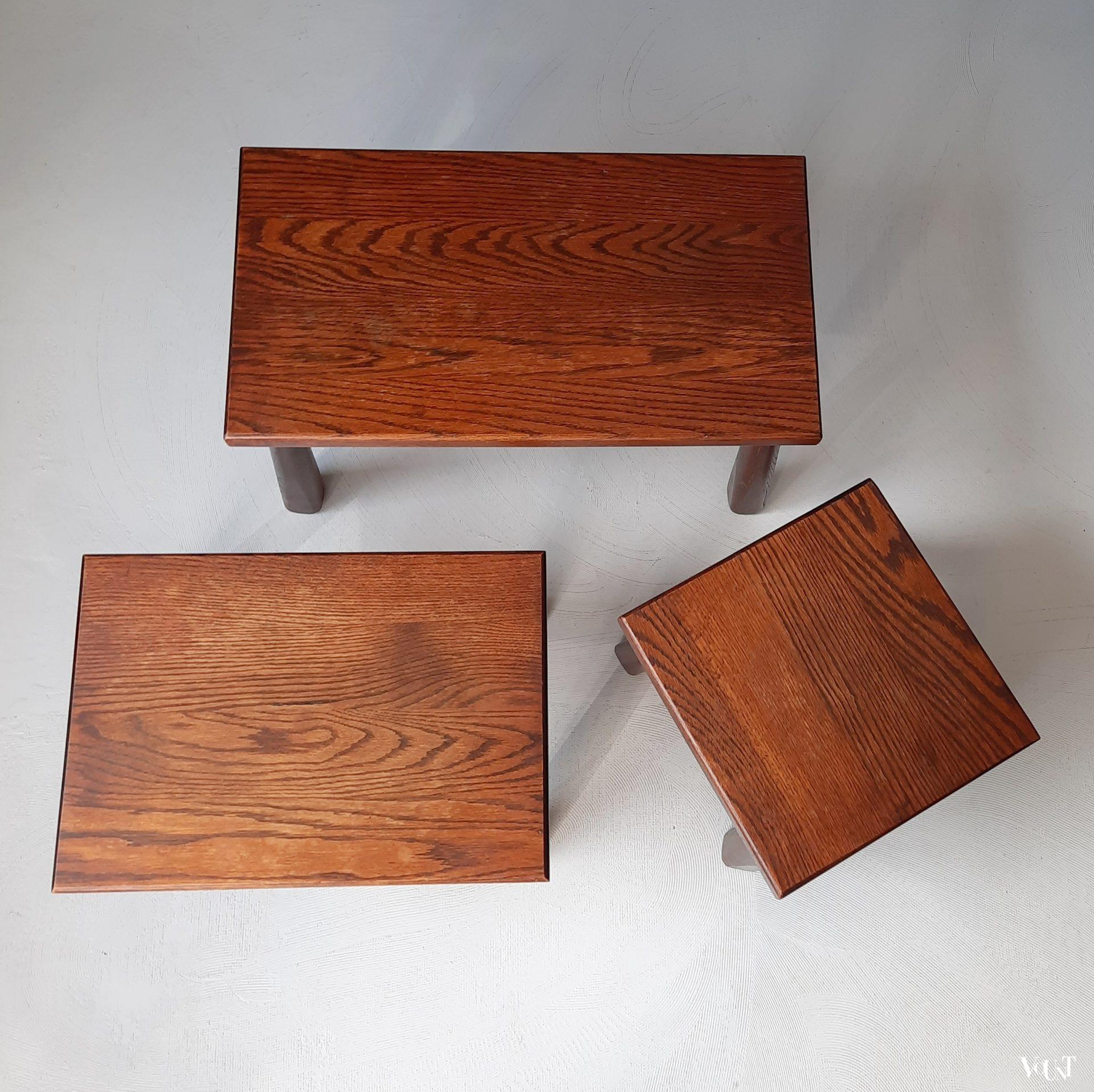 Set van 3 brutalist bijzettafels, jaren '60