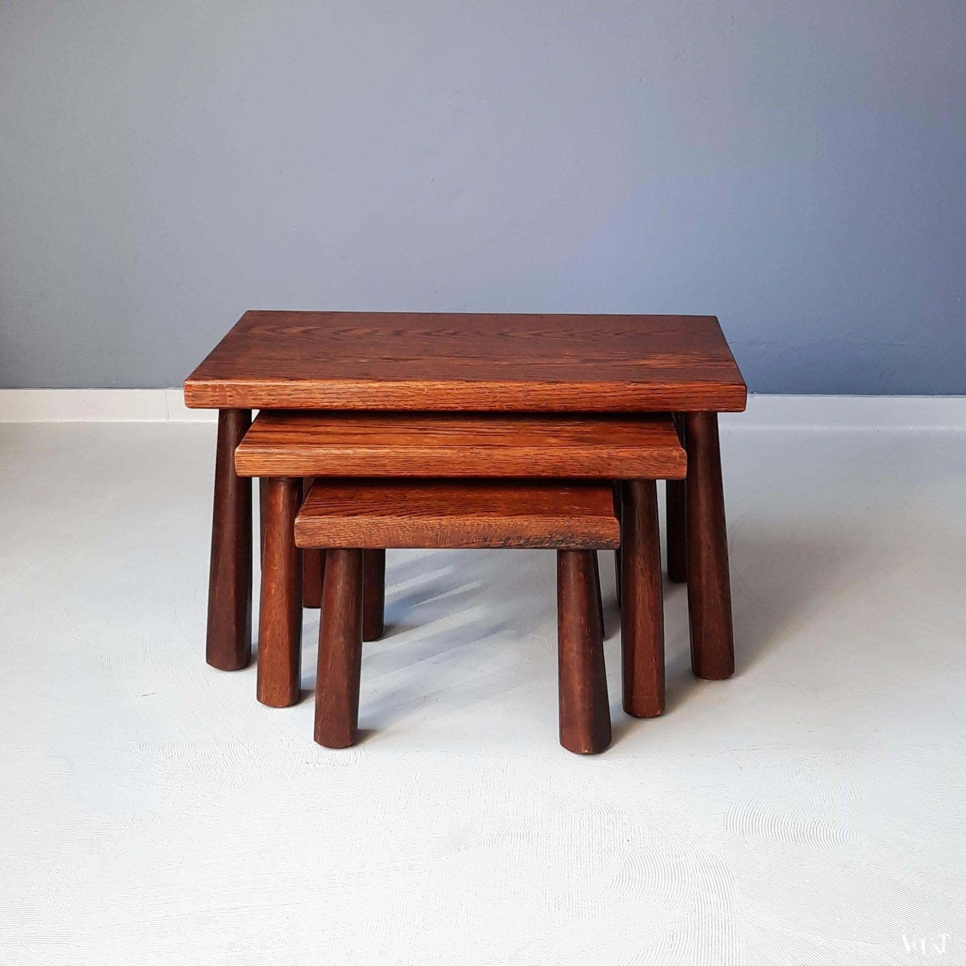 Set van 3 brutalist bijzettafels, jaren '60