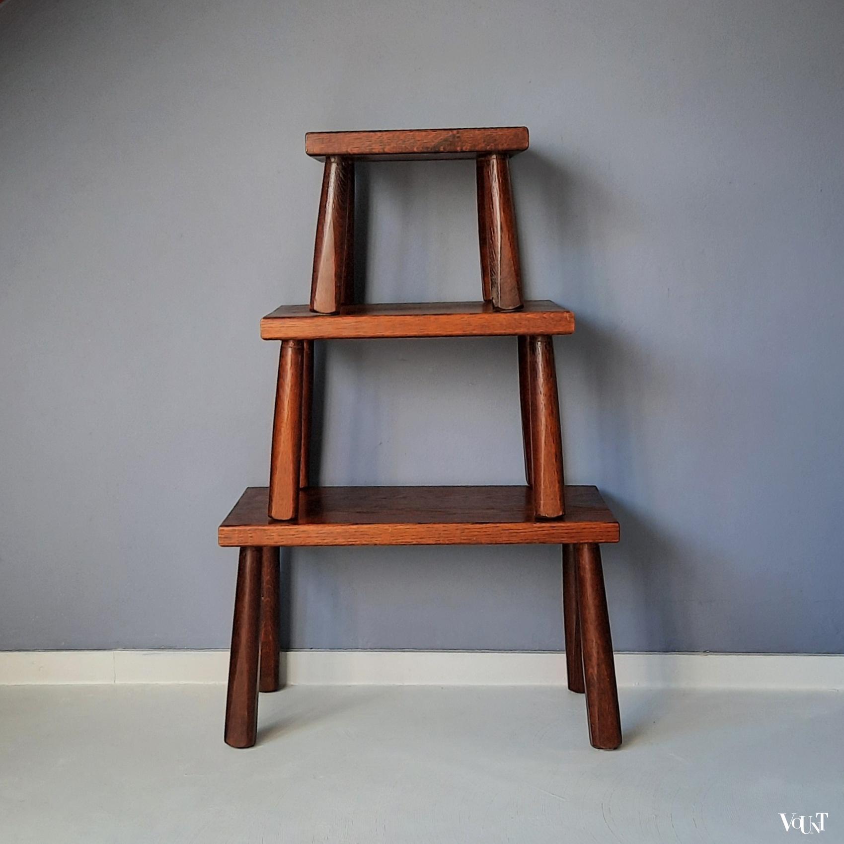 Set van 3 brutalist bijzettafels, jaren '60