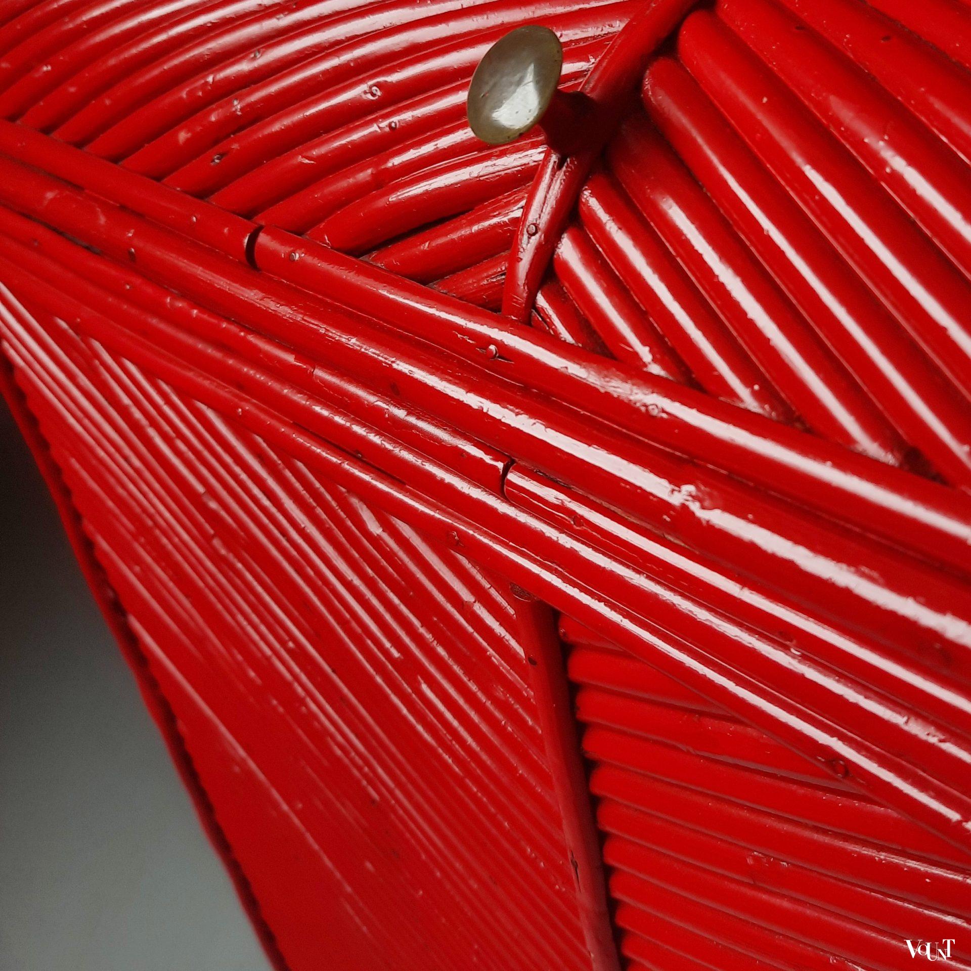 Aziatische pencil reed rotan kist, ca. jaren '30