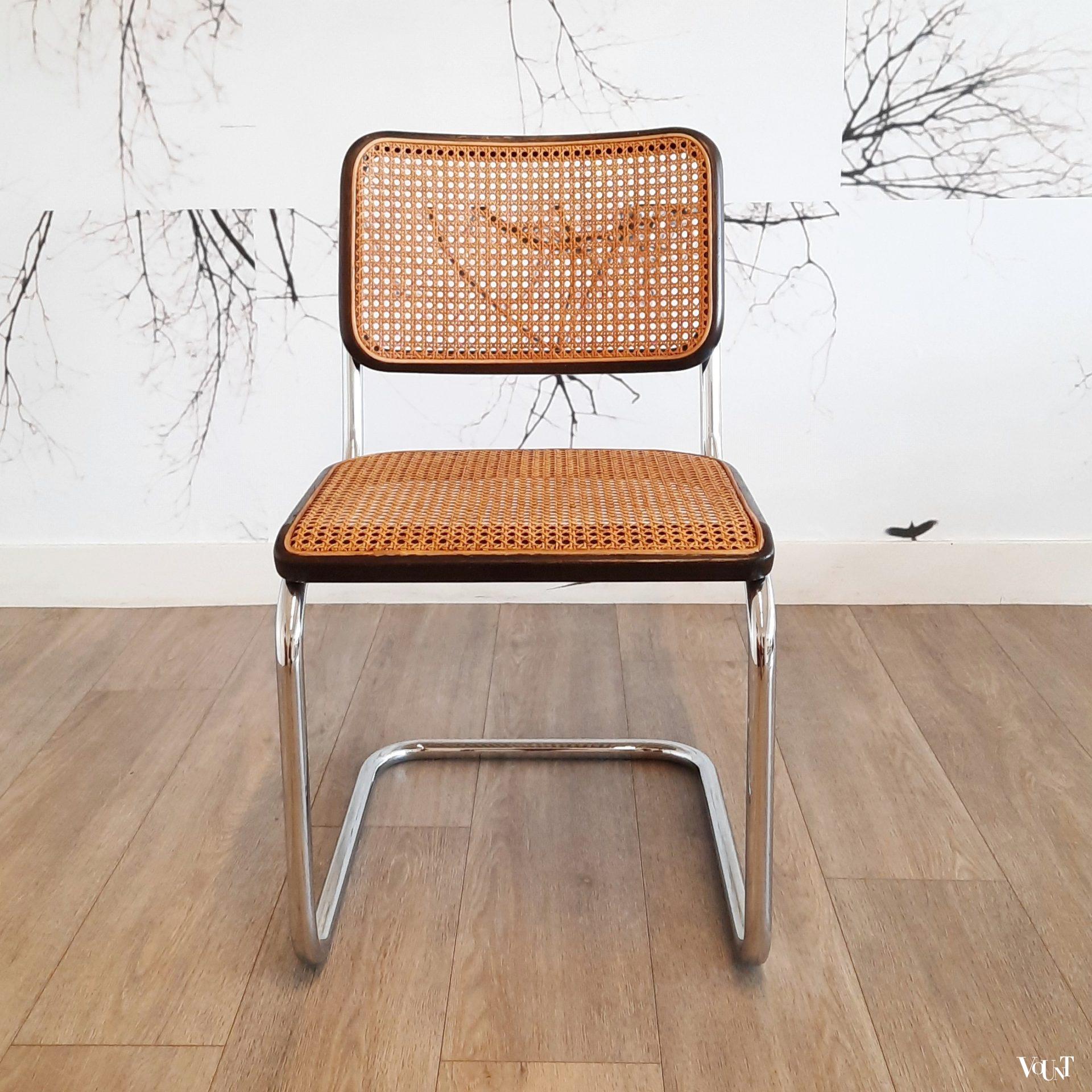 Set van 6 bruine S32 stoelen, Marcel Breuer voor Thonet, 1978