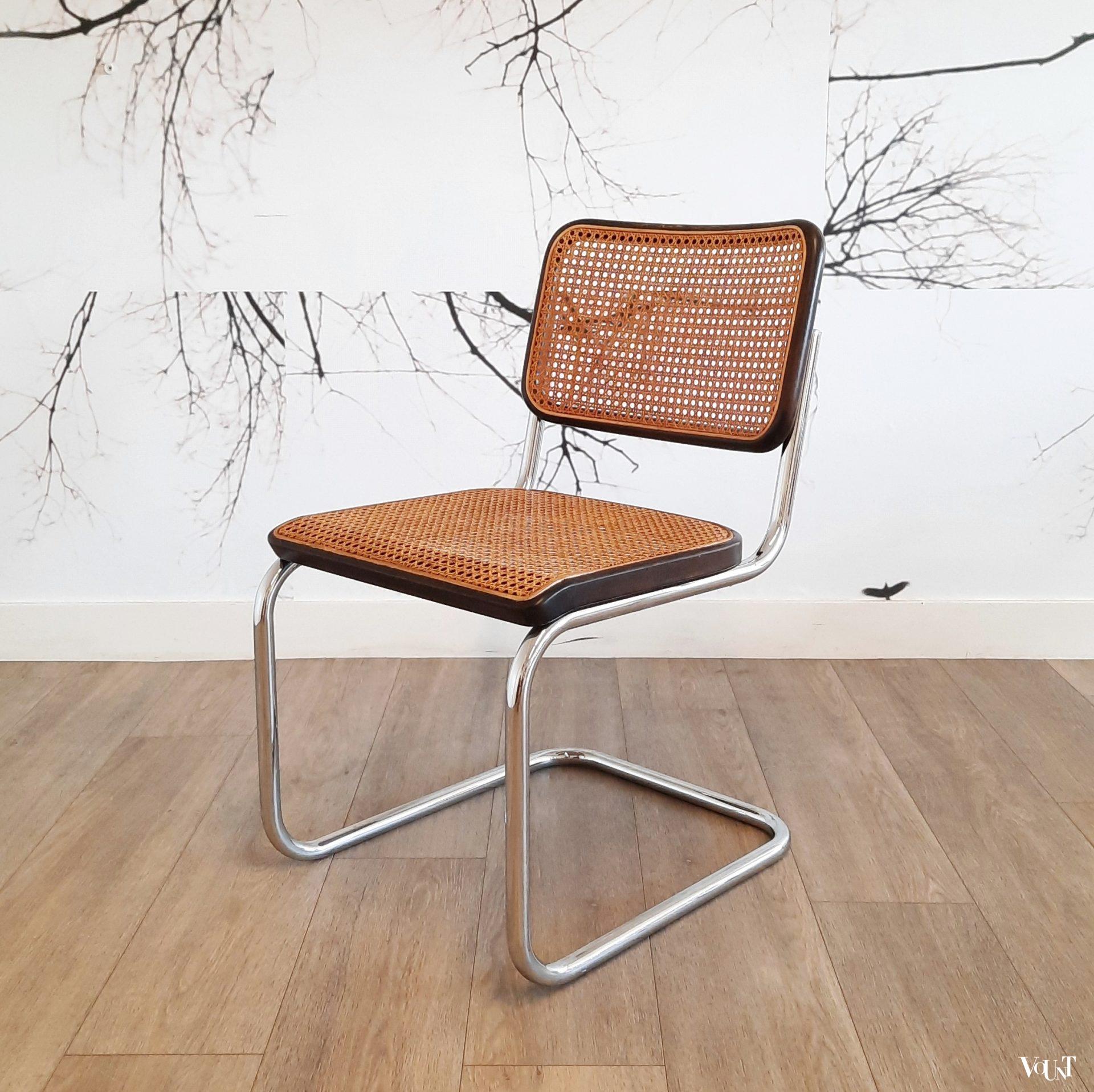 Set van 6 bruine S32 stoelen, Marcel Breuer voor Thonet, 1978