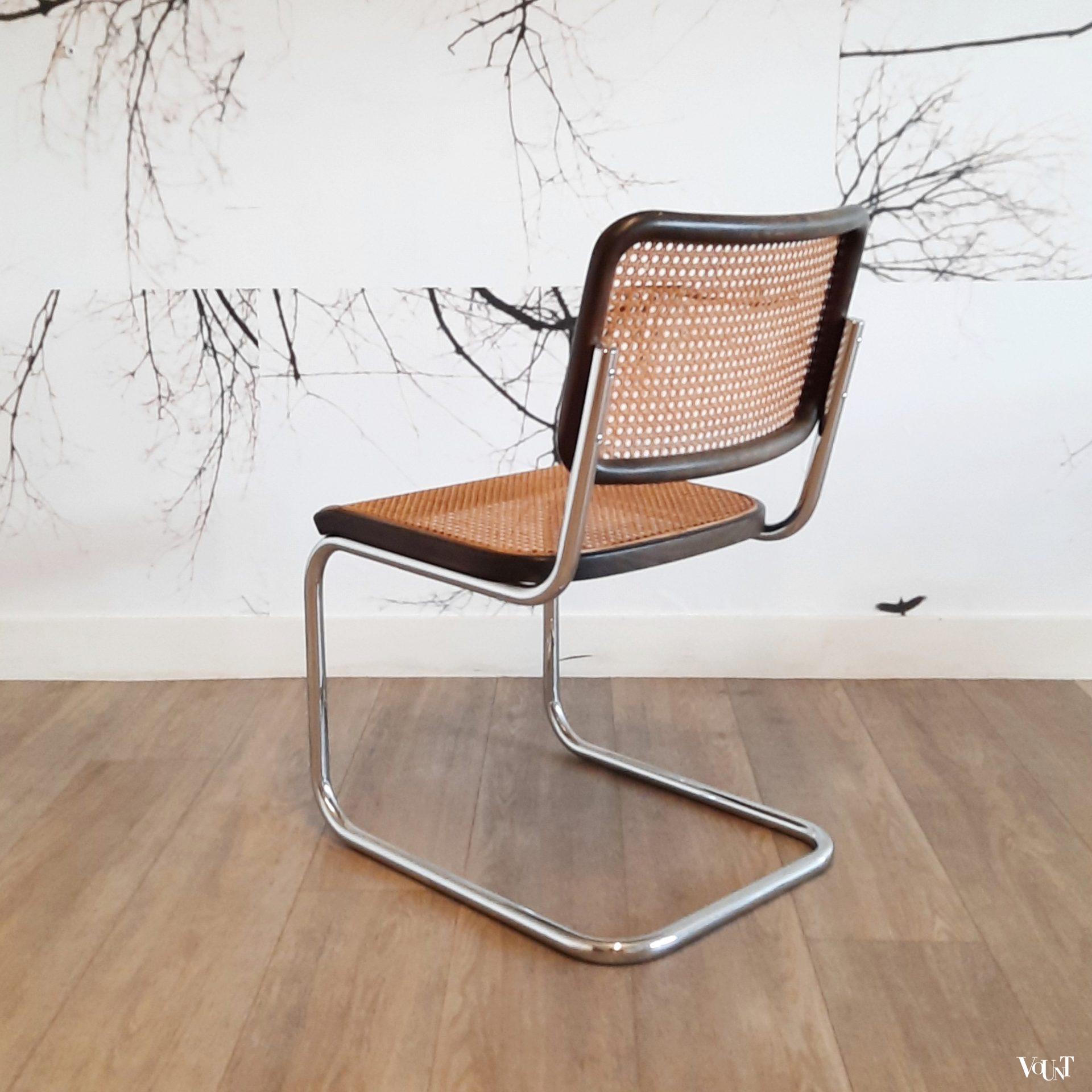 Set van 6 bruine S32 stoelen, Marcel Breuer voor Thonet, 1978