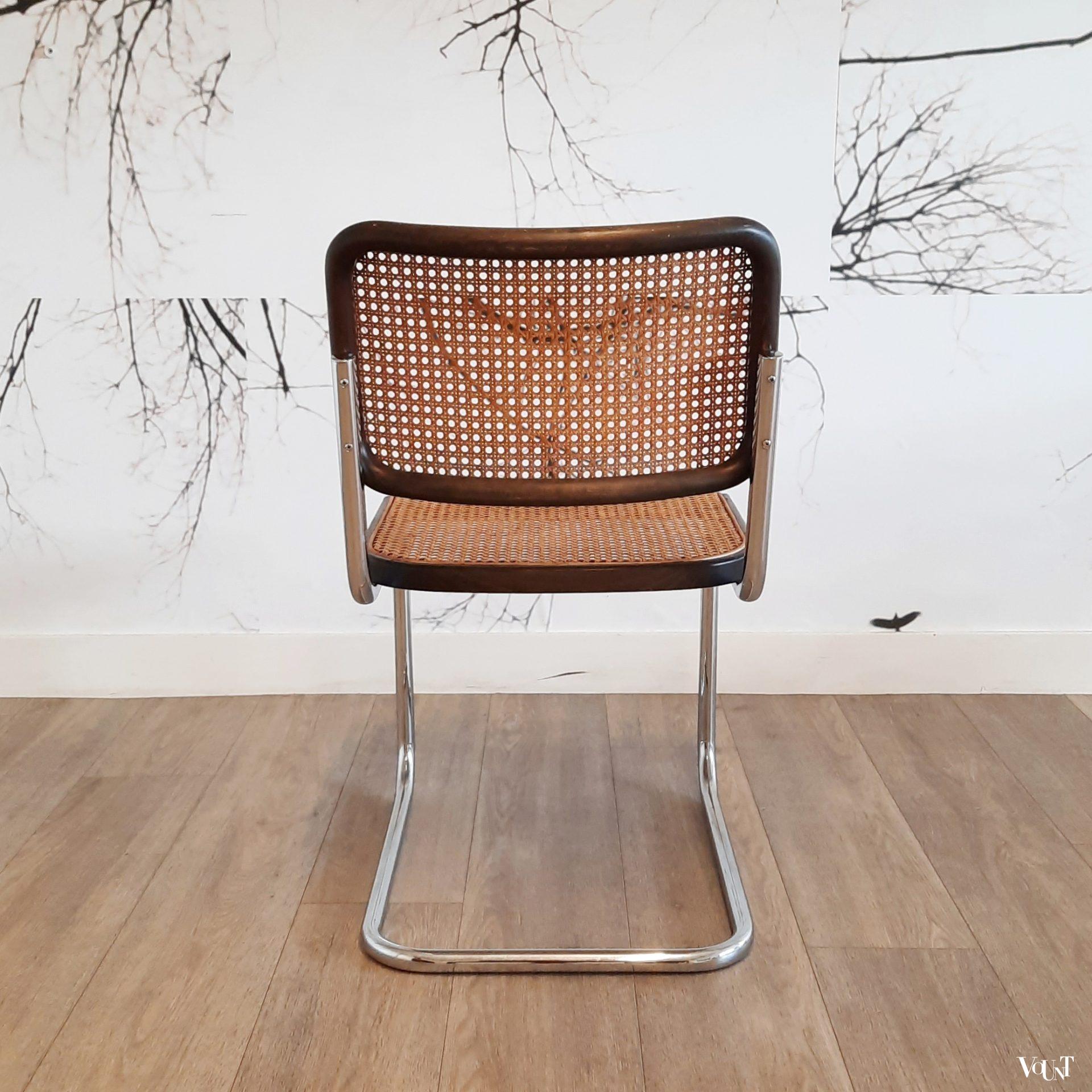 Set van 6 bruine S32 stoelen, Marcel Breuer voor Thonet, 1978