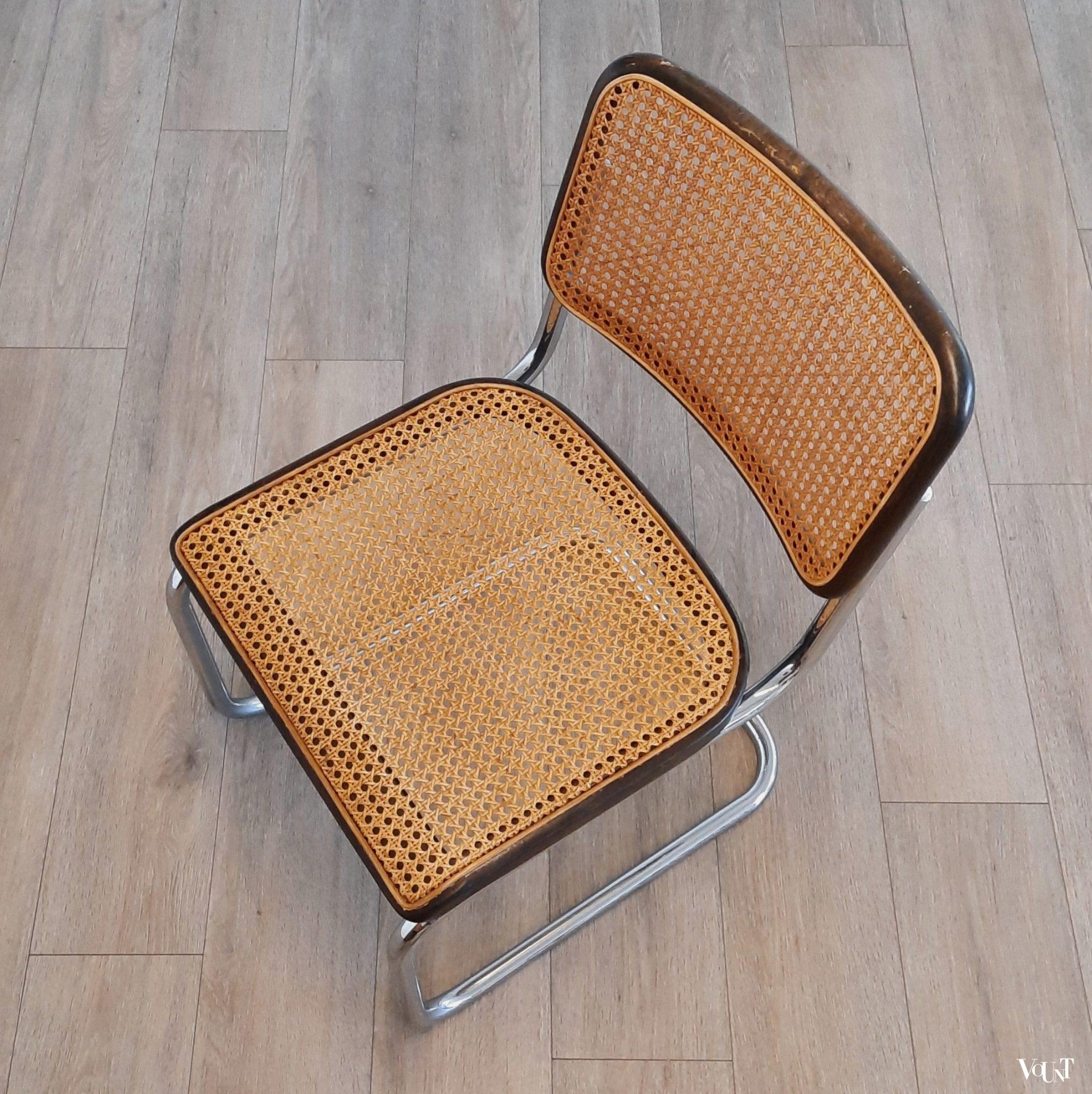 Set van 6 bruine S32 stoelen, Marcel Breuer voor Thonet, 1978