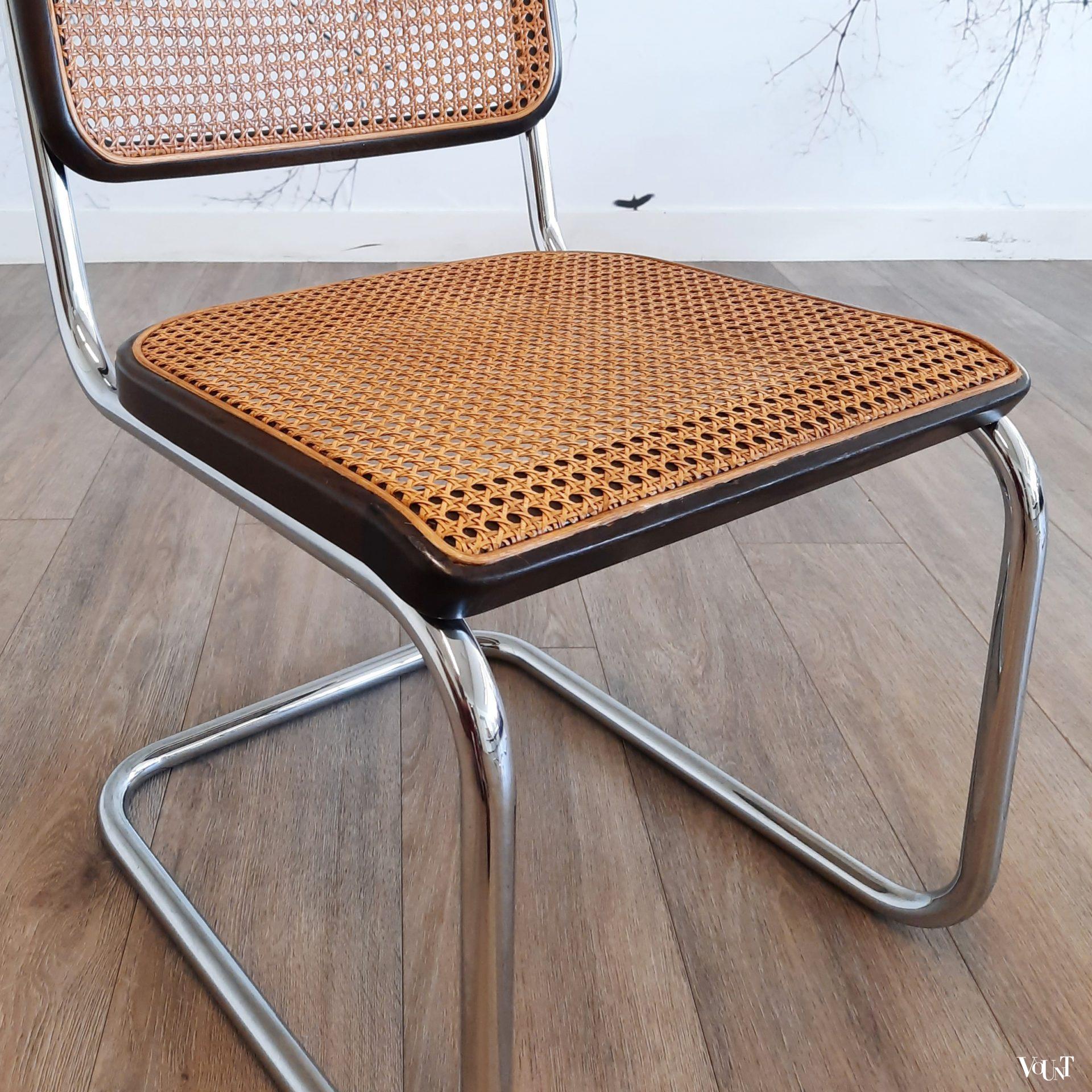 Set van 6 bruine S32 stoelen, Marcel Breuer voor Thonet, 1978