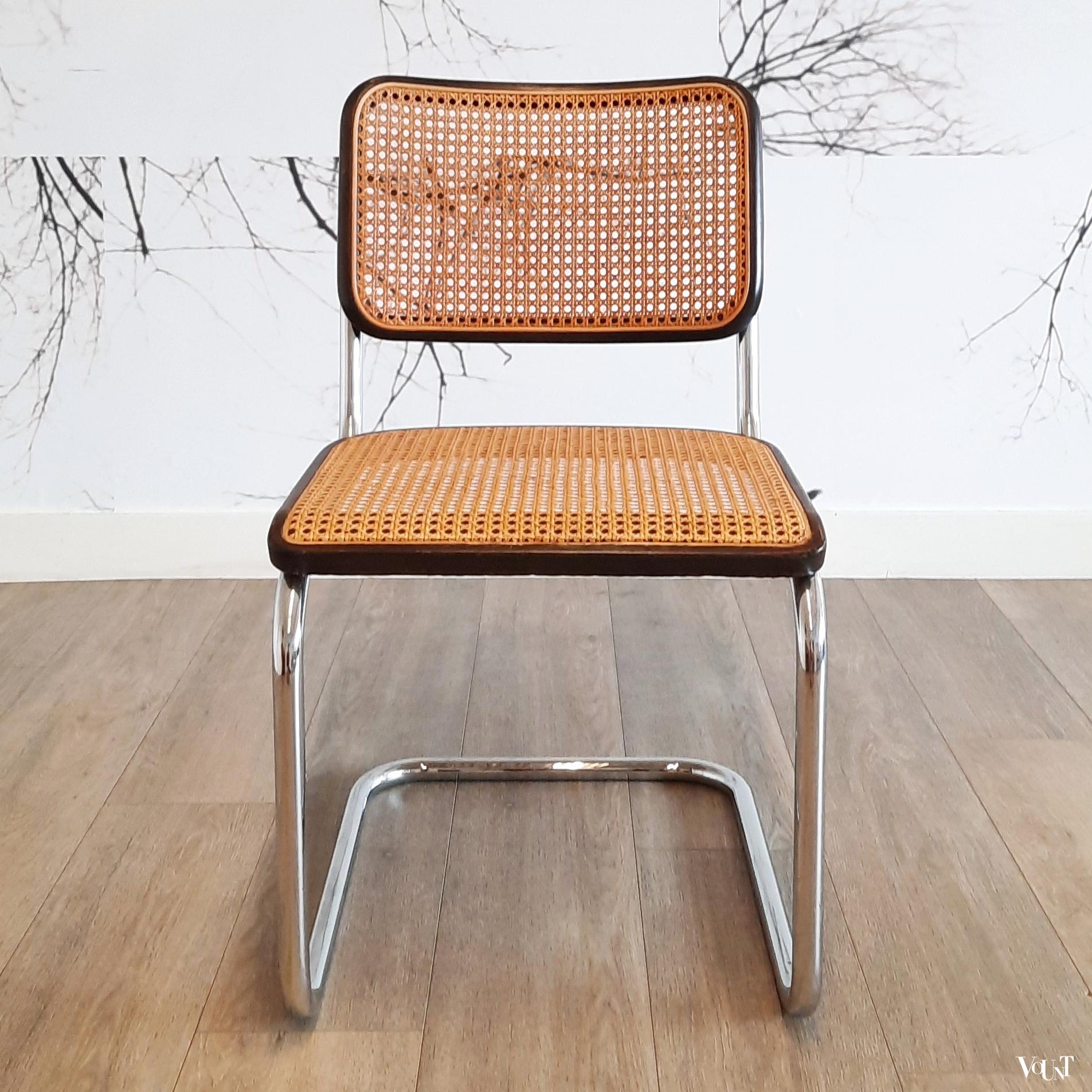 Set van 6 bruine S32 stoelen, Marcel Breuer voor Thonet, 1978