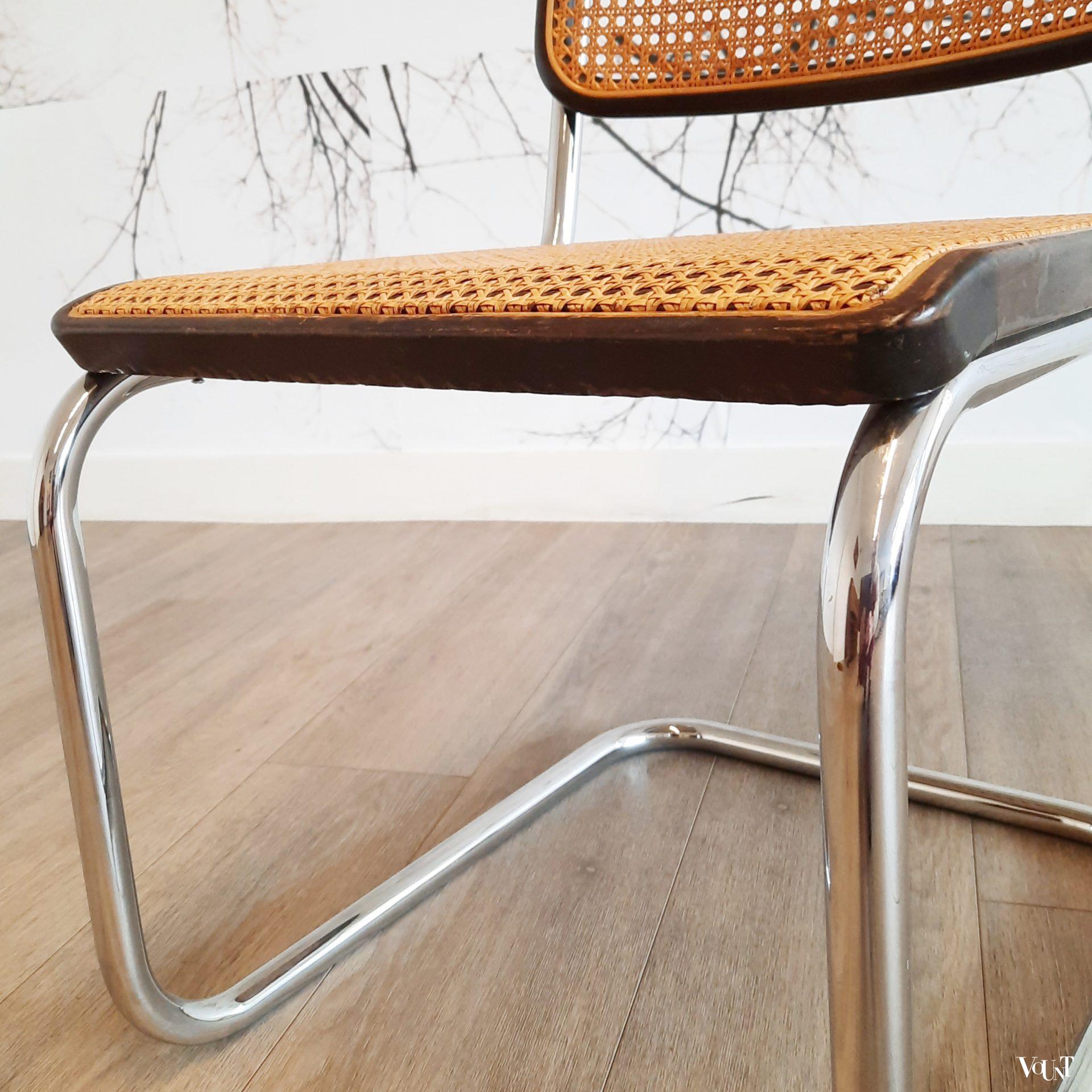 Set van 6 bruine S32 stoelen, Marcel Breuer voor Thonet, 1978