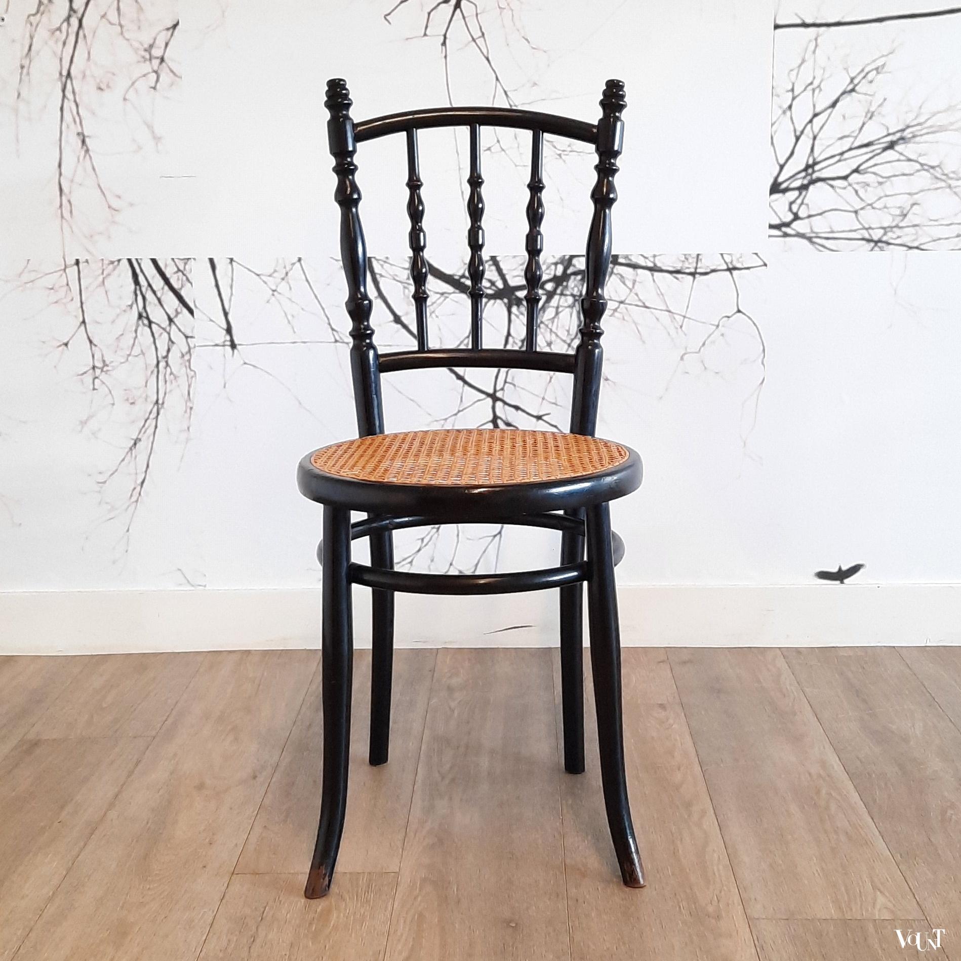 Set van 6 zwarte nr. 232 stoelen, Ungvarer Möbelfabrik, rond 1900