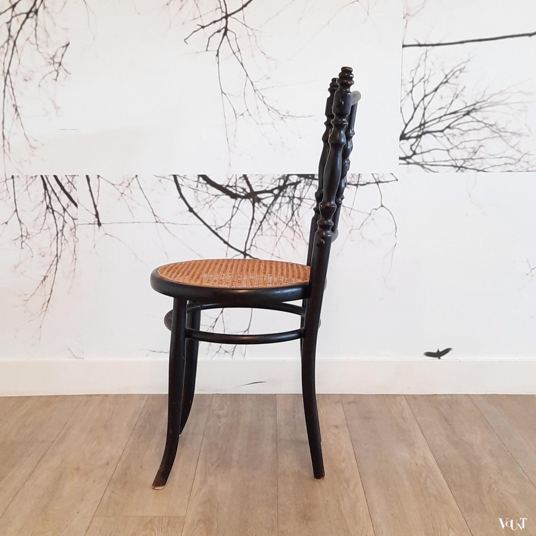 Set van 6 zwarte nr. 232 stoelen, Ungvarer Möbelfabrik, rond 1900