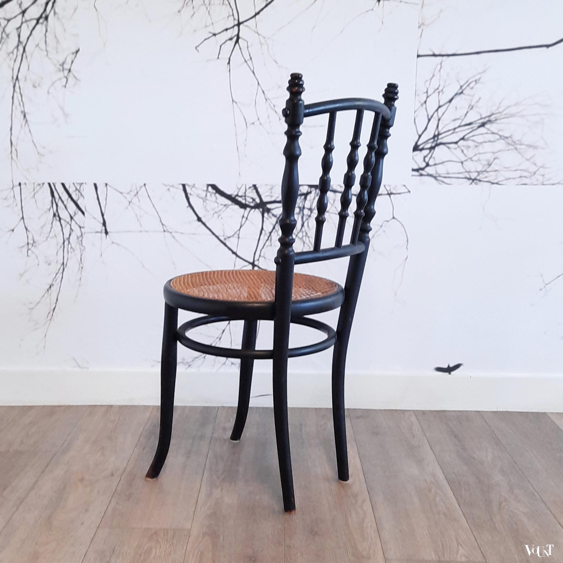 Set van 6 zwarte nr. 232 stoelen, Ungvarer Möbelfabrik, rond 1900