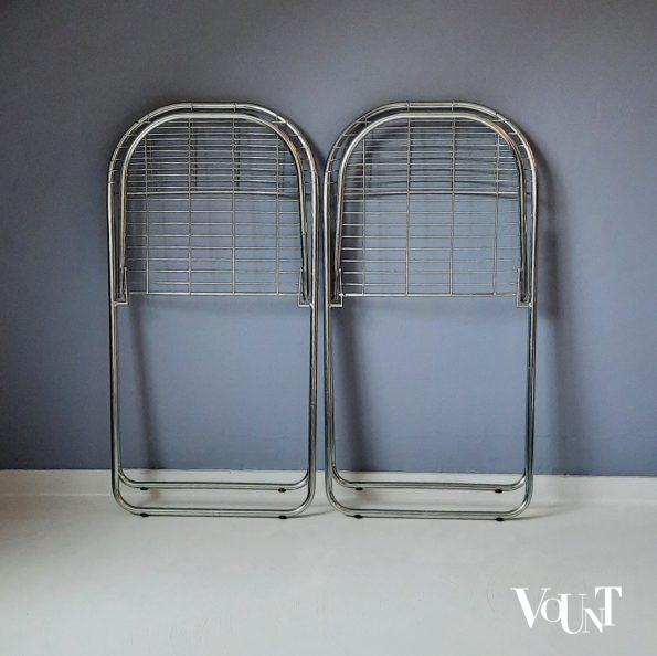 Set van 2 zilverkleurige metalen Aland klapstoelen, Niels Gammelgaard voor Ikea, jaren '80