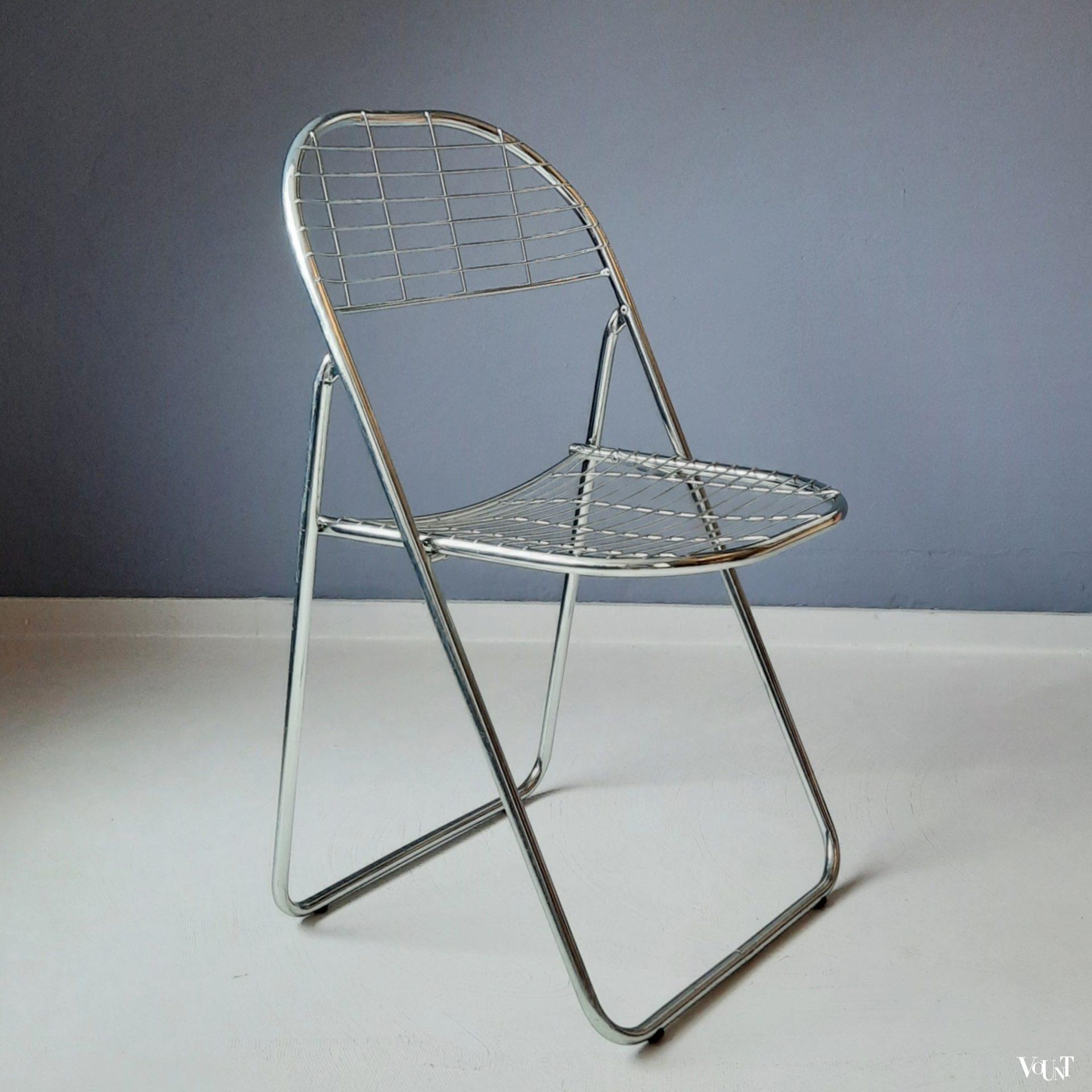 Set van 2 zilverkleurige metalen Aland klapstoelen, Niels Gammelgaard voor Ikea, jaren '80