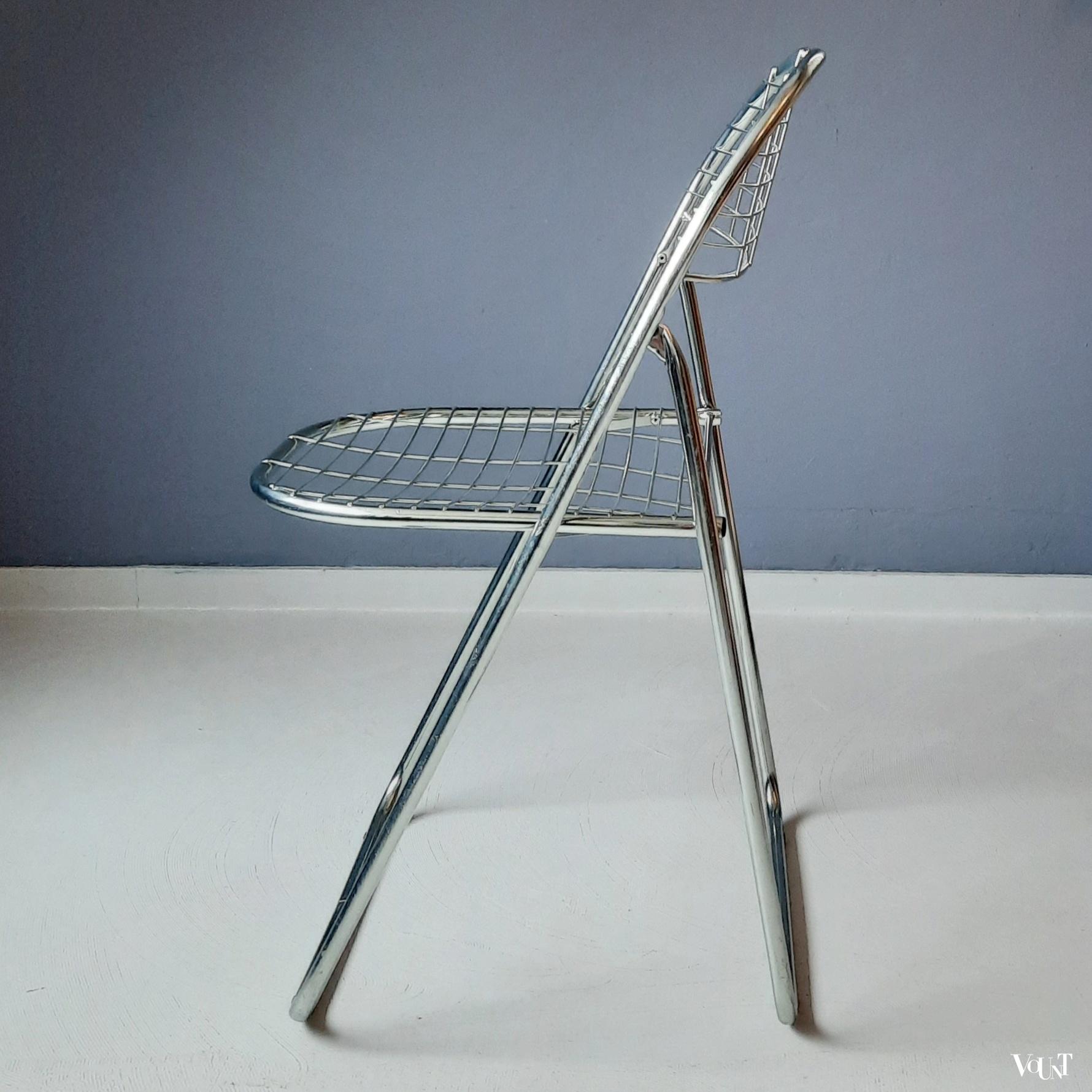 Set van 2 zilverkleurige metalen Aland klapstoelen, Niels Gammelgaard voor Ikea, jaren '80