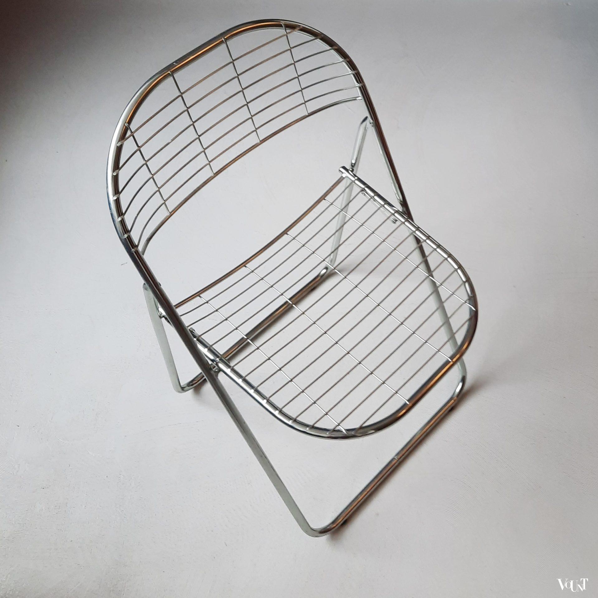 Set van 2 zilverkleurige metalen Aland klapstoelen, Niels Gammelgaard voor Ikea, jaren '80