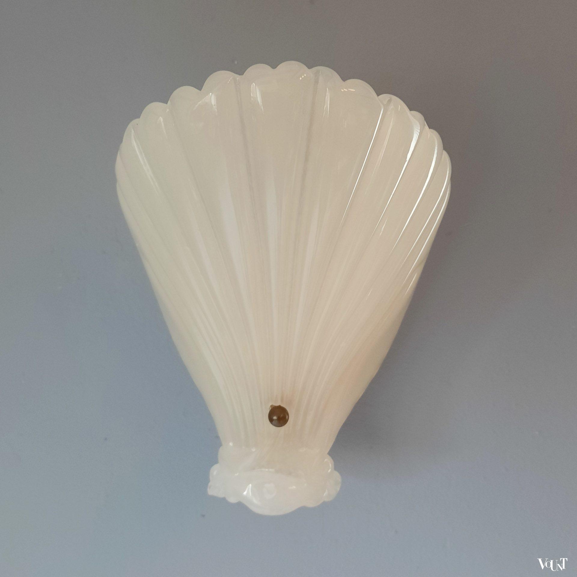 Set van 2 glazen wandlampjes schelp, Orrefors, jaren '60