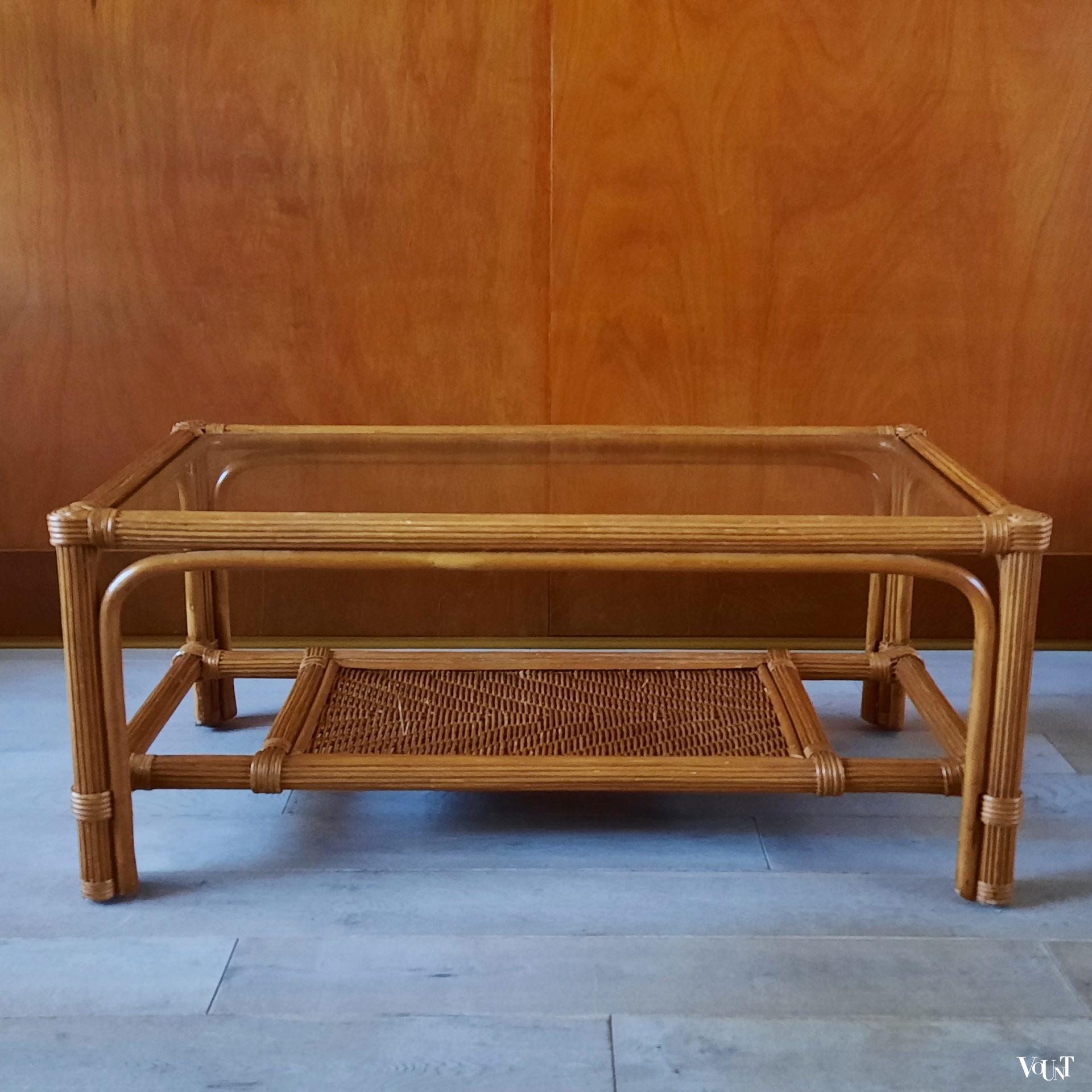 Pencil reed rotan salontafel, jaren '70