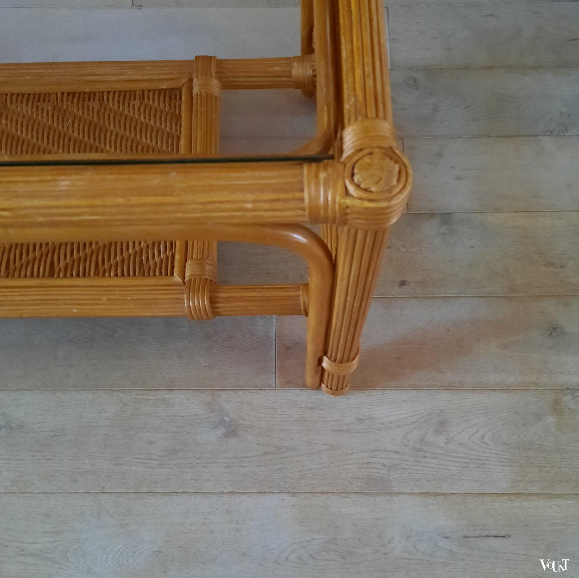 Pencil reed rotan salontafel, jaren '70