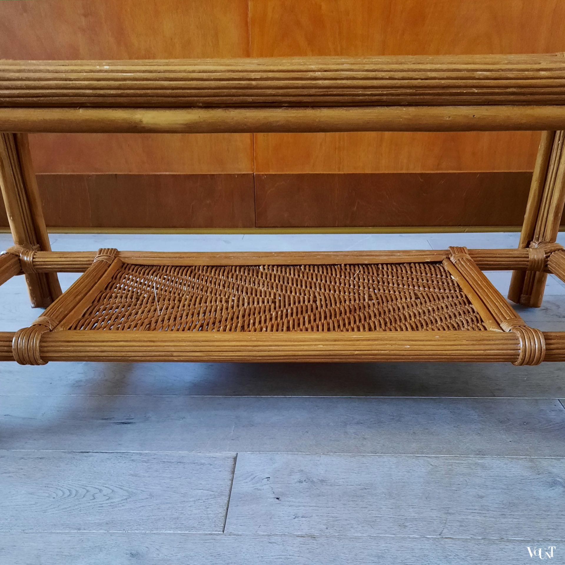 Pencil reed rotan salontafel, jaren '70