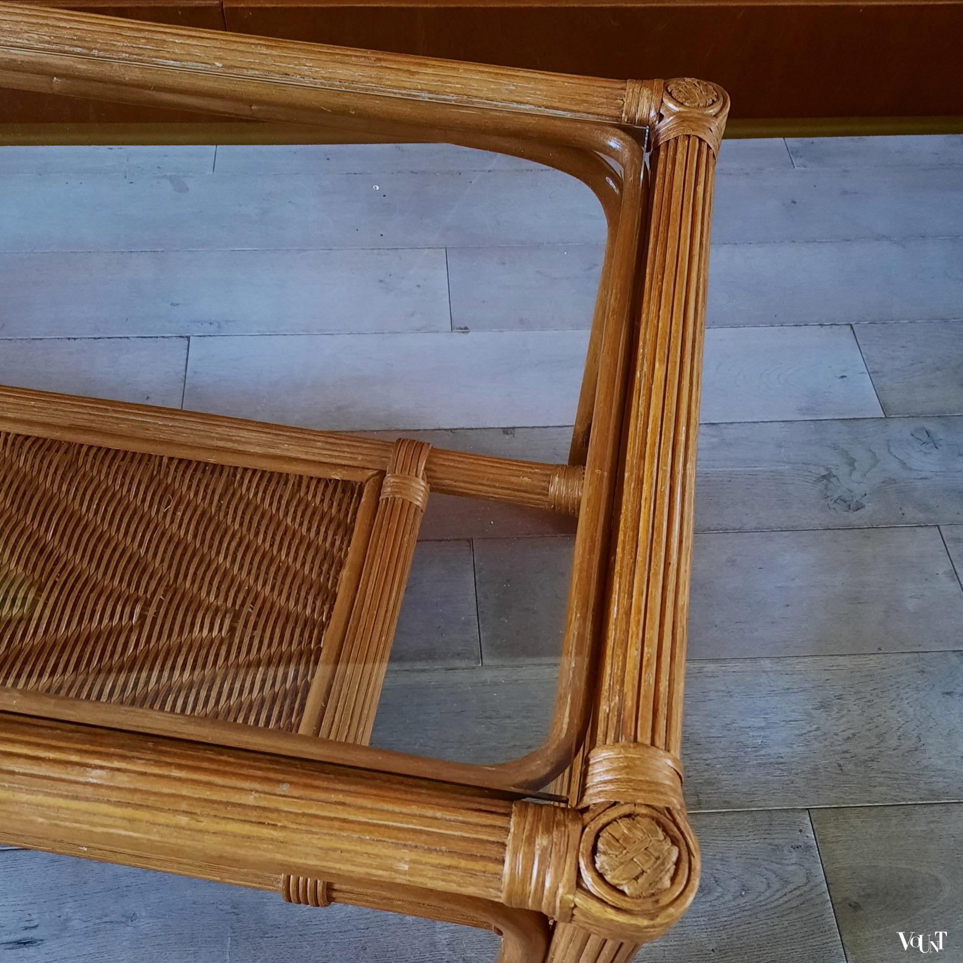 Pencil reed rotan salontafel, jaren '70