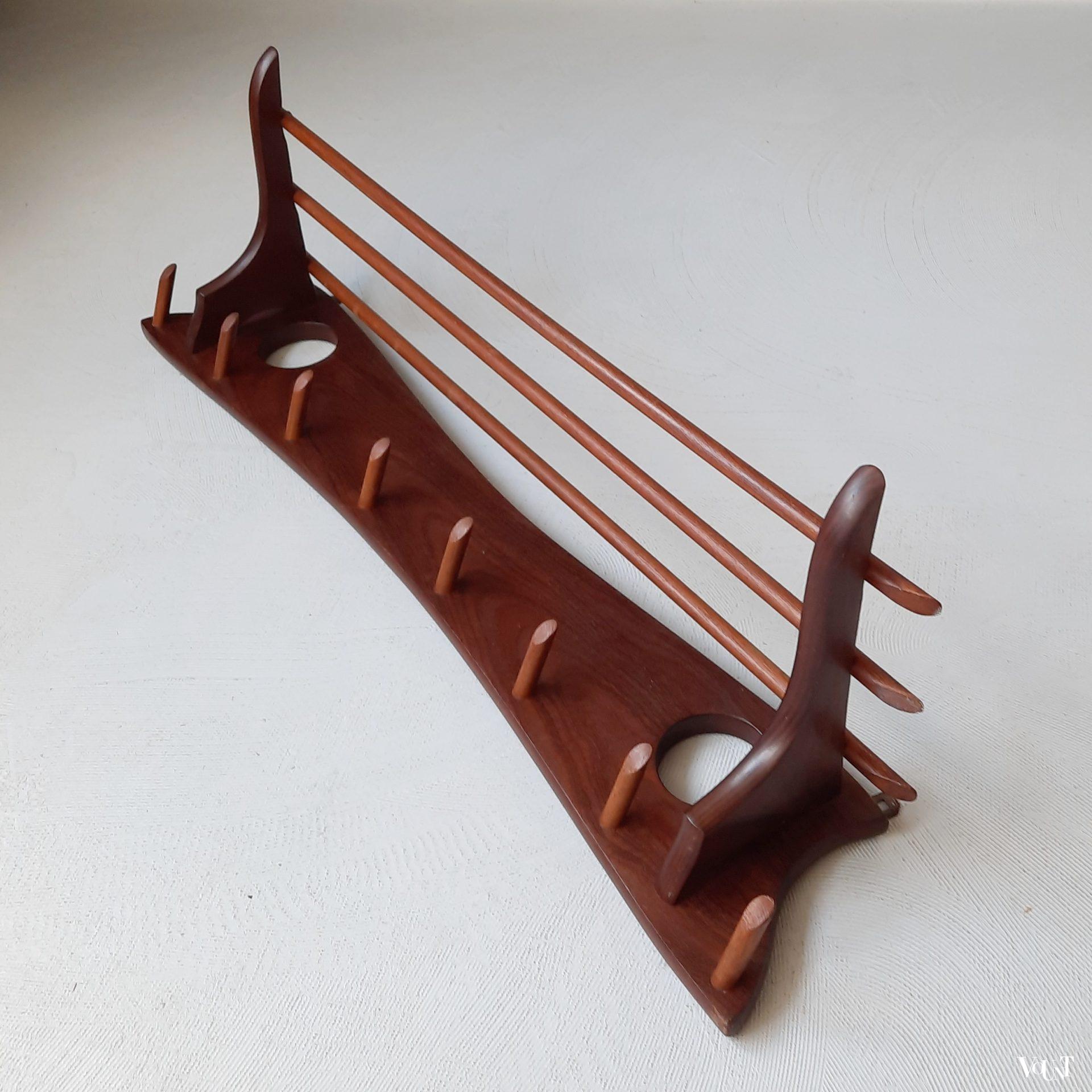 Teakhouten wandkapstok, Electrimeufa, jaren '60