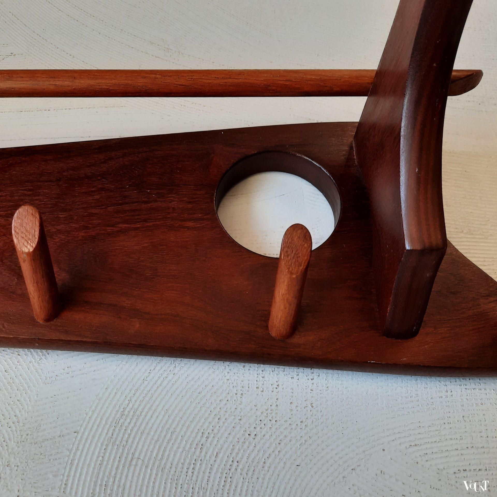 Teakhouten wandkapstok, Electrimeufa, jaren '60