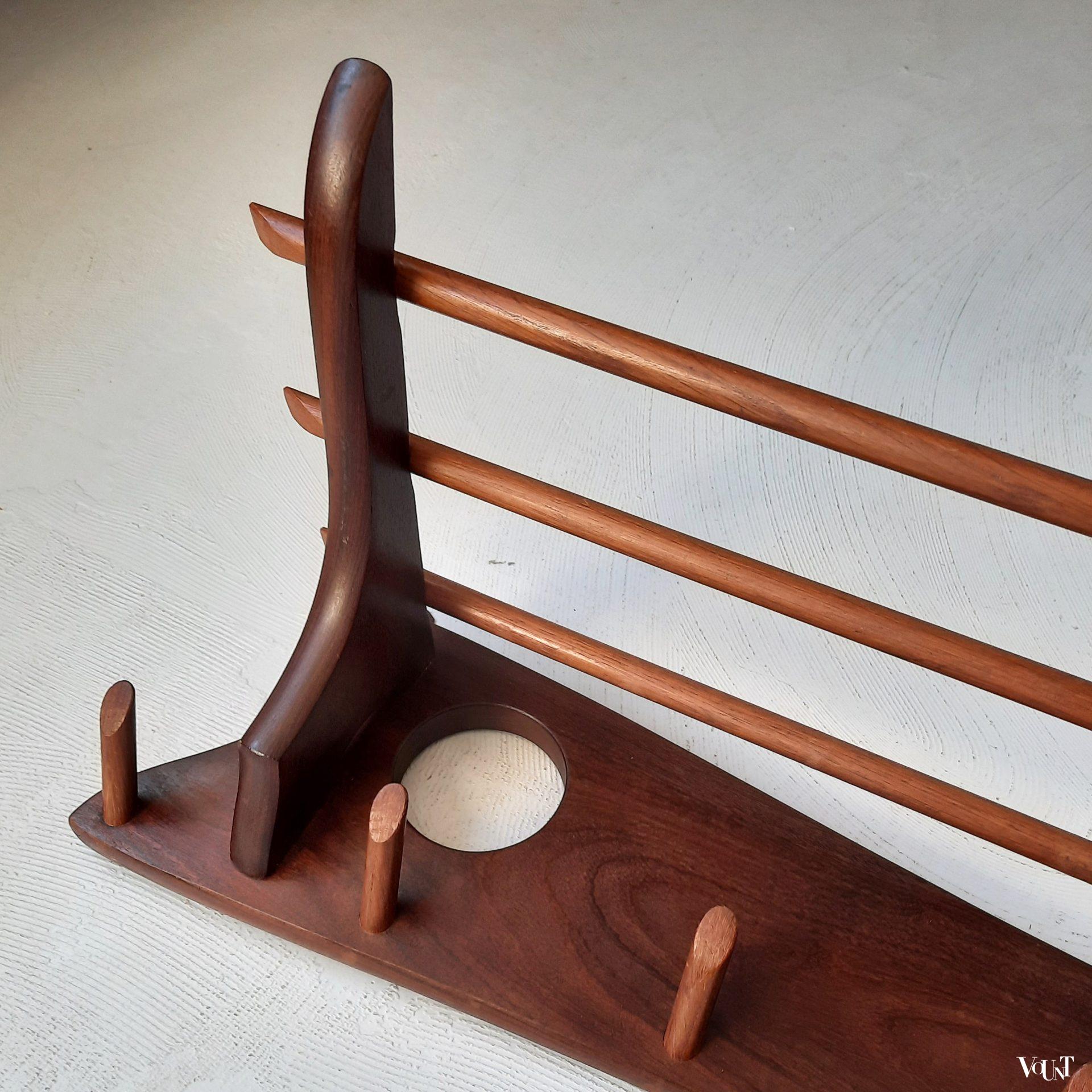 Teakhouten wandkapstok, Electrimeufa, jaren '60