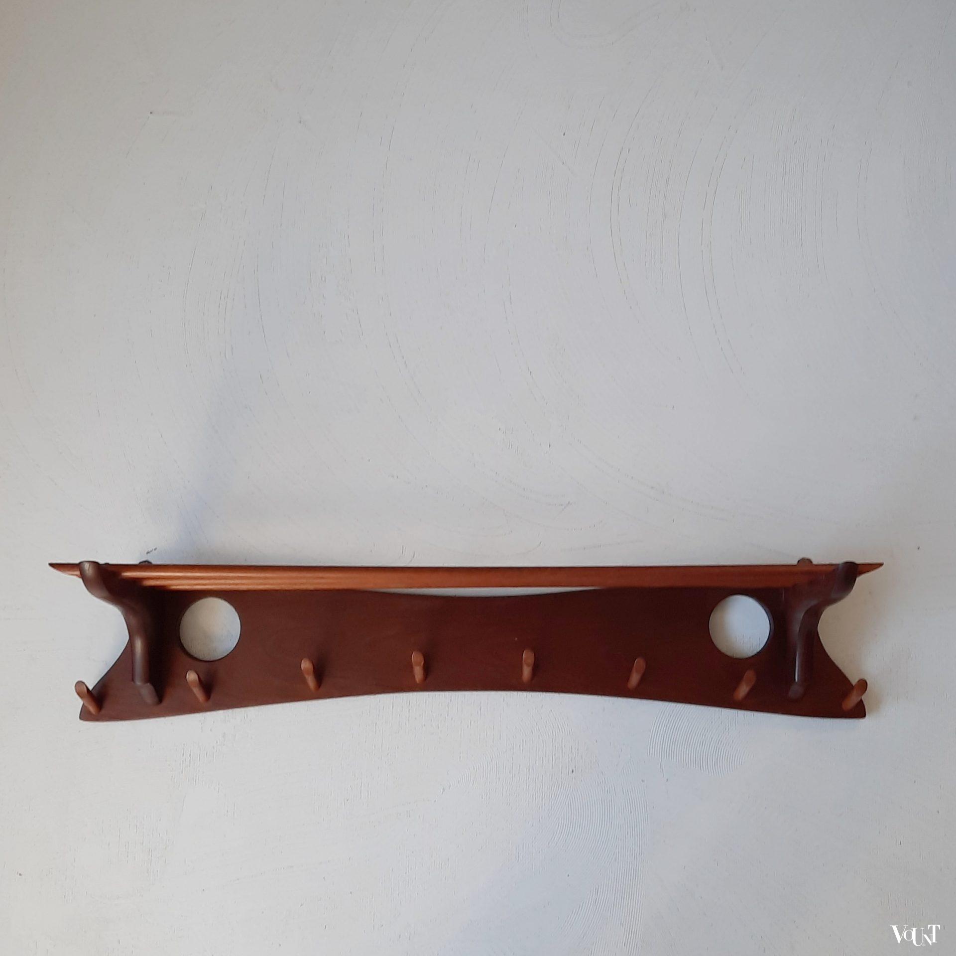 Teakhouten wandkapstok, Electrimeufa, jaren '60