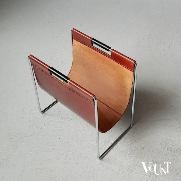 Leren lectuurbak met metalen frame, Brabantia, jaren '60/'70