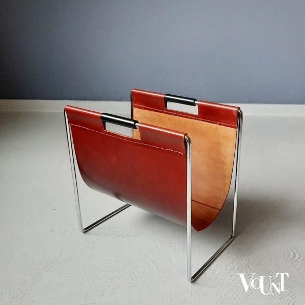 Leren lectuurbak met metalen frame, Brabantia, jaren '60/'70