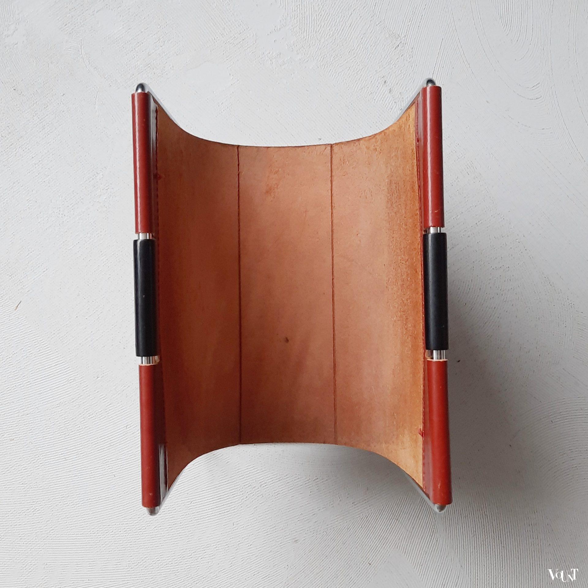 Leren lectuurbak met metalen frame, Brabantia, jaren '60/'70