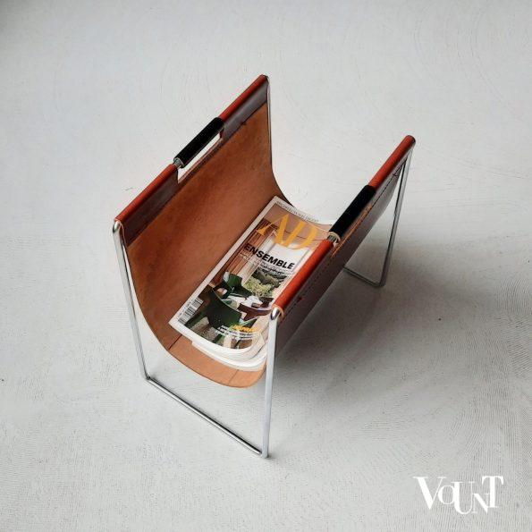 Leren lectuurbak met metalen frame, Brabantia, jaren '60/'70