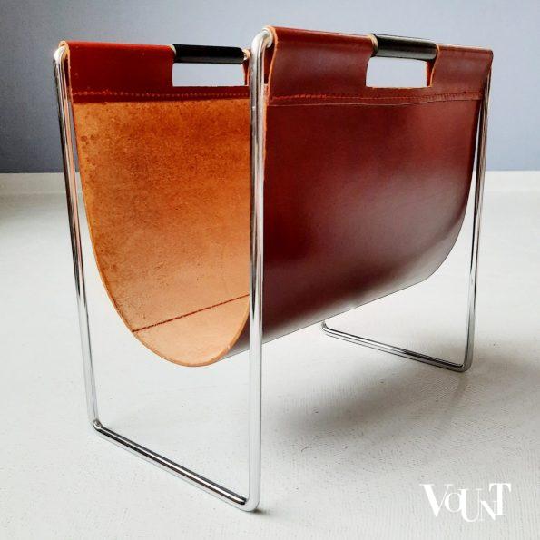Leren lectuurbak met metalen frame, Brabantia, jaren '60/'70