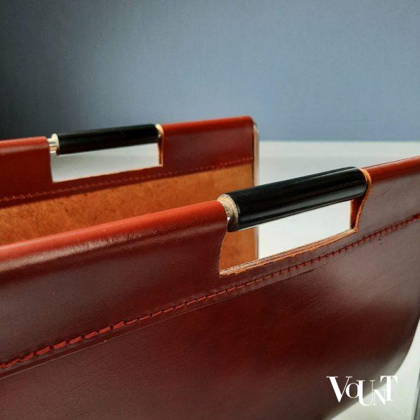 Leren lectuurbak met metalen frame, Brabantia, jaren '60/'70