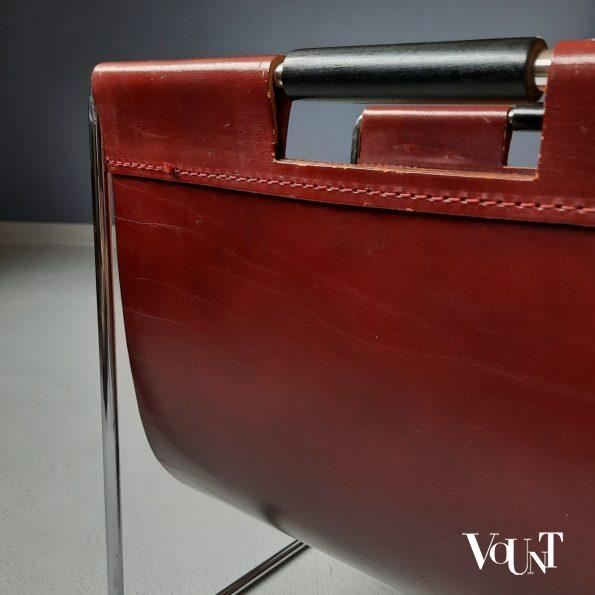 Leren lectuurbak met metalen frame, Brabantia, jaren '60/'70