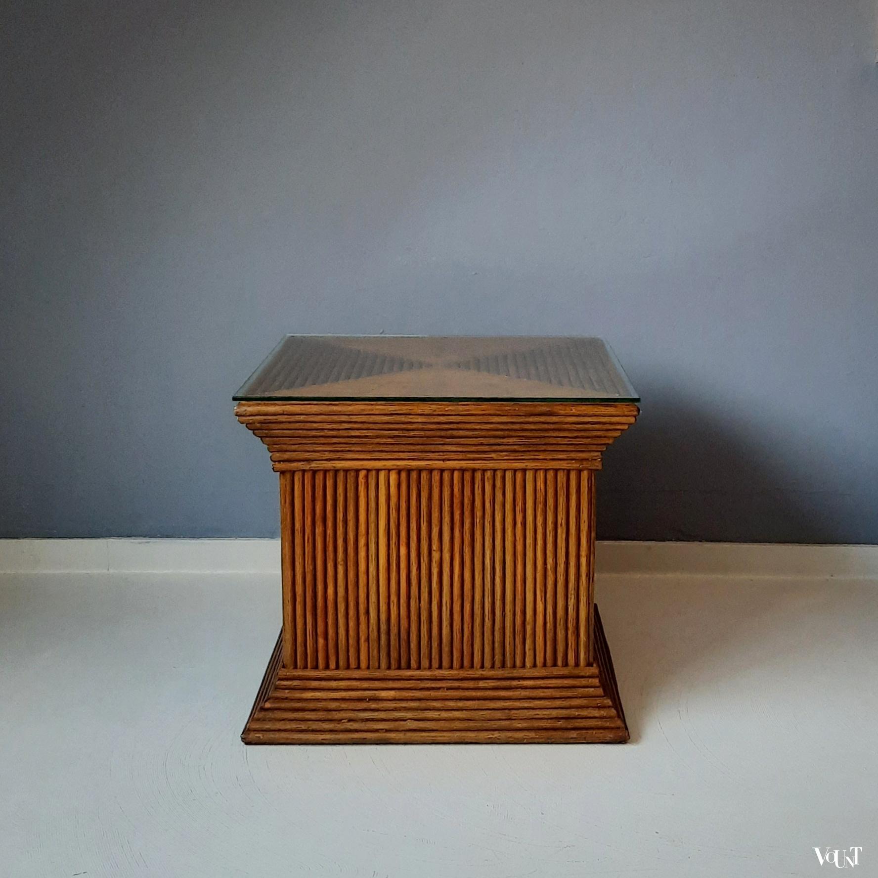 Pencil reed rotan bijzettafel, jaren '70/'80