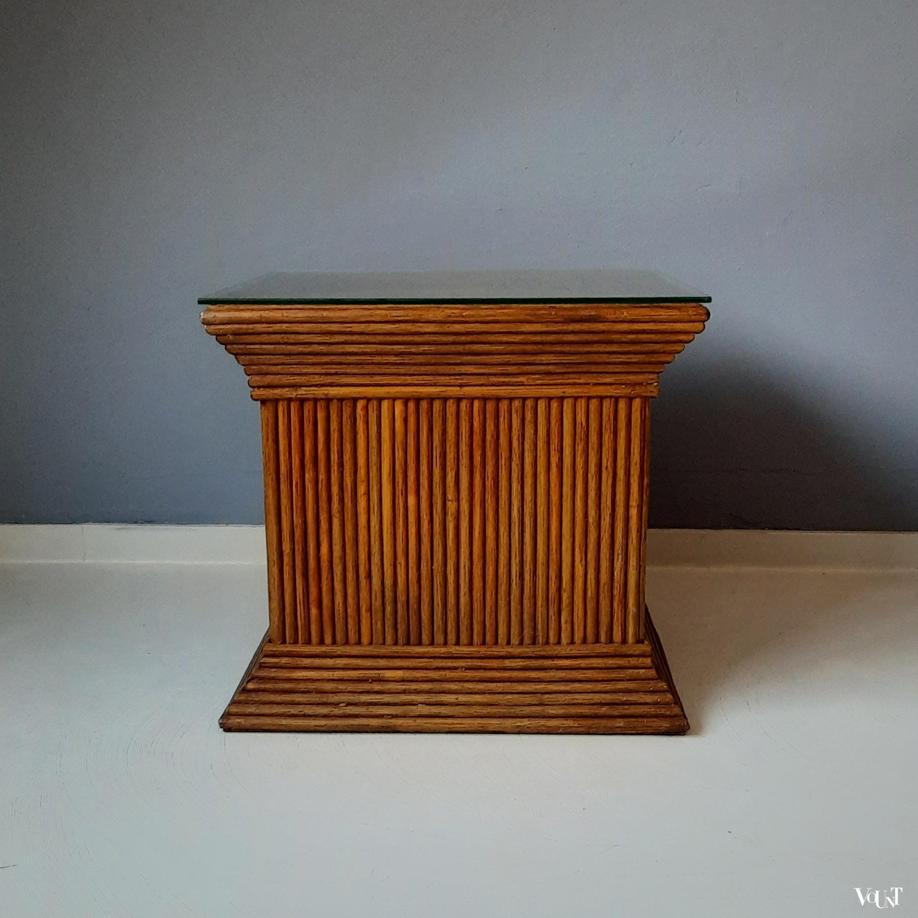 Pencil reed rotan bijzettafel, jaren '70/'80