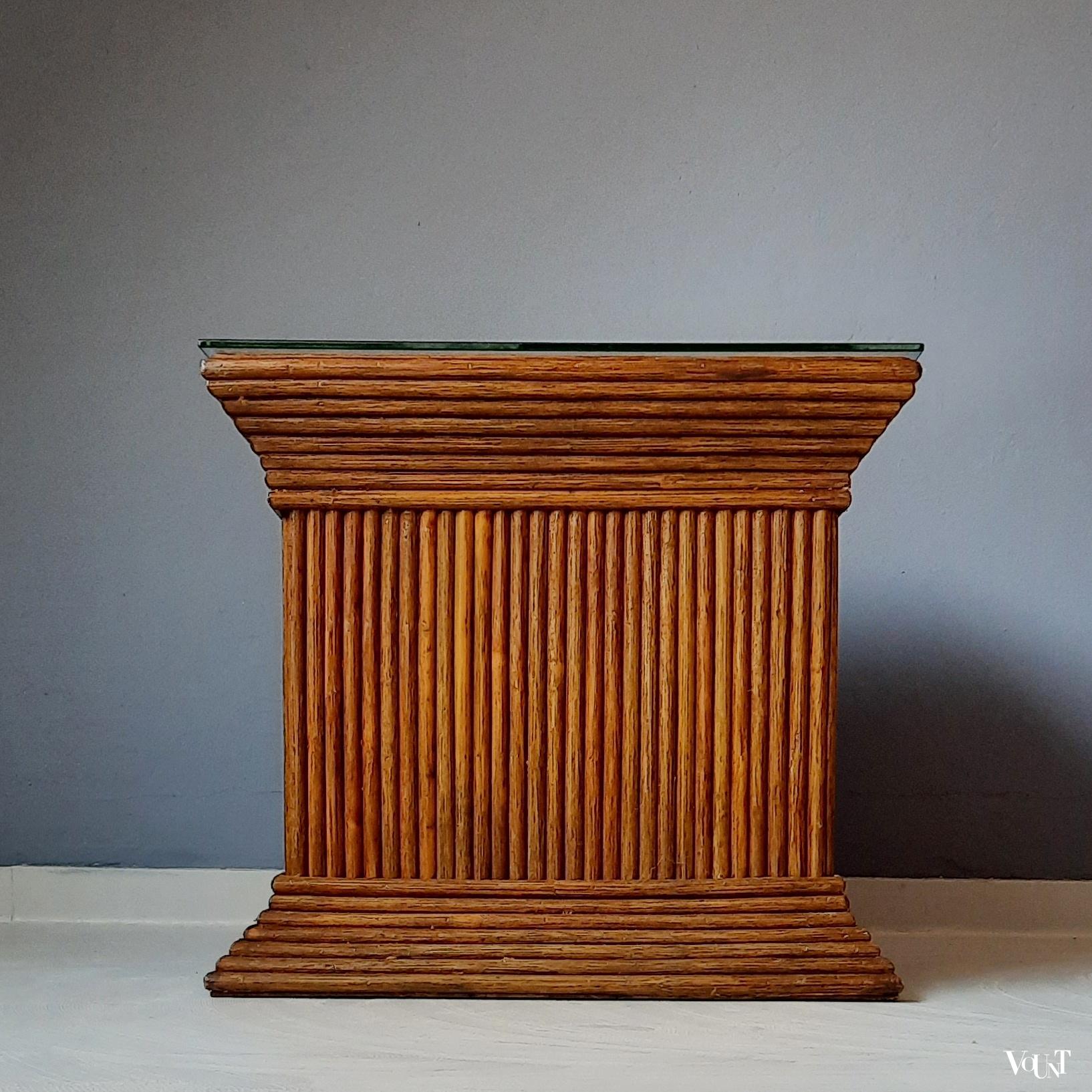 Pencil reed rotan bijzettafel, jaren '70/'80