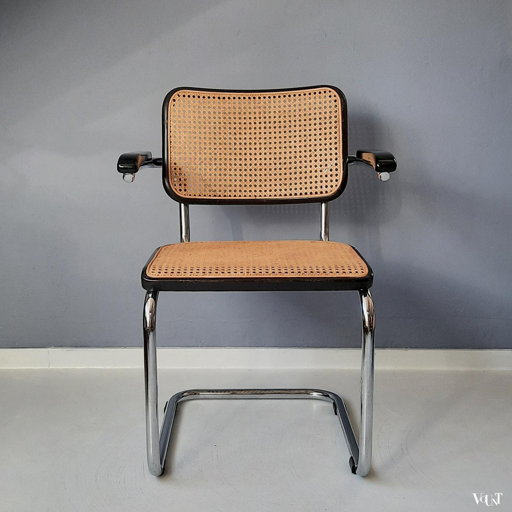 Zwarte S64 stoel, Marcel Breuer voor Thonet, 1984