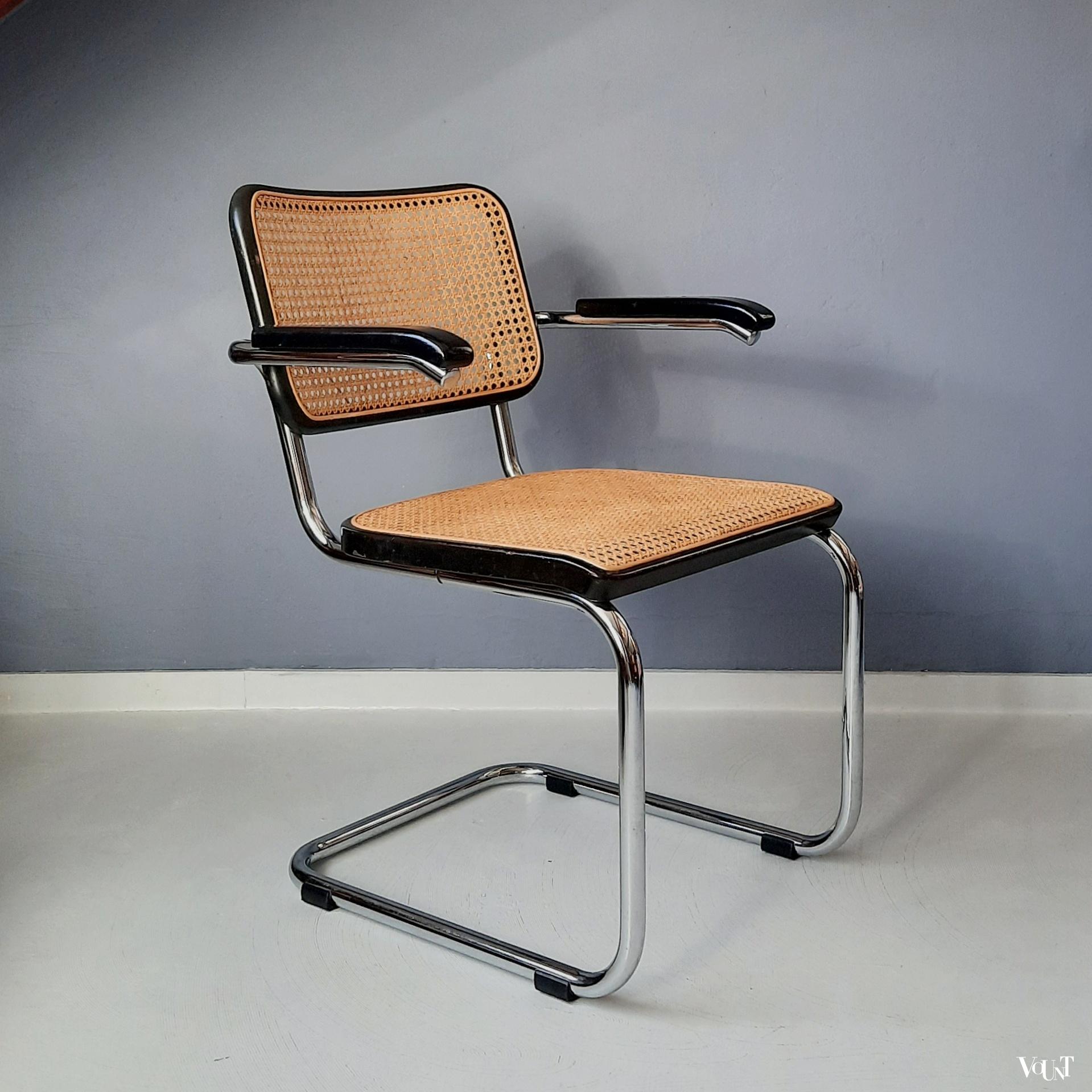 Zwarte S64 stoel, Marcel Breuer voor Thonet, 1984