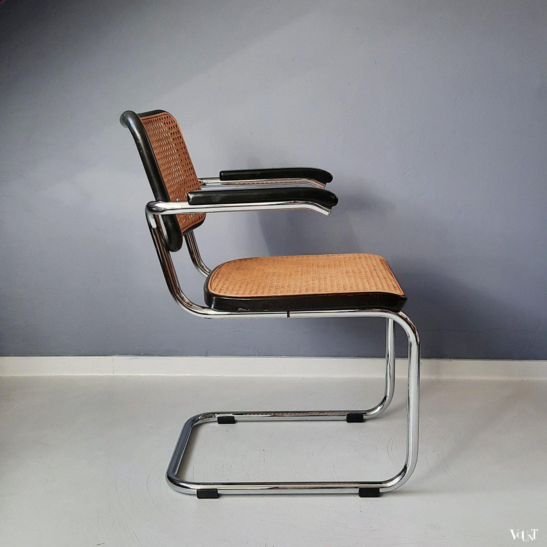 Zwarte S64 stoel, Marcel Breuer voor Thonet, 1984