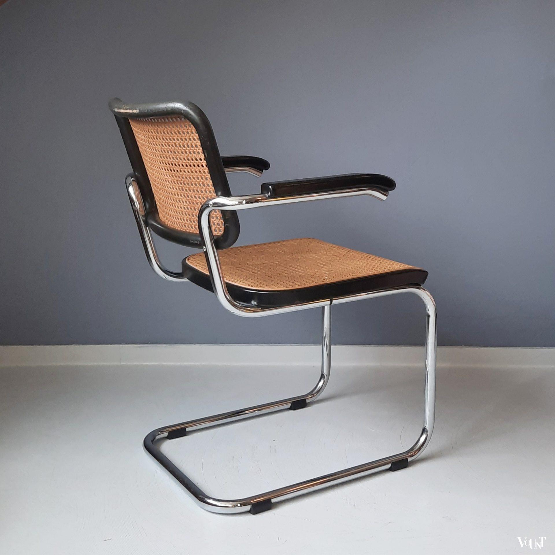 Zwarte S64 stoel, Marcel Breuer voor Thonet, 1984