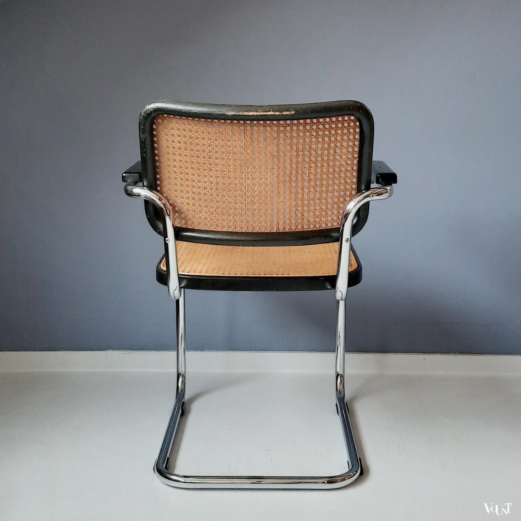 Zwarte S64 stoel, Marcel Breuer voor Thonet, 1984