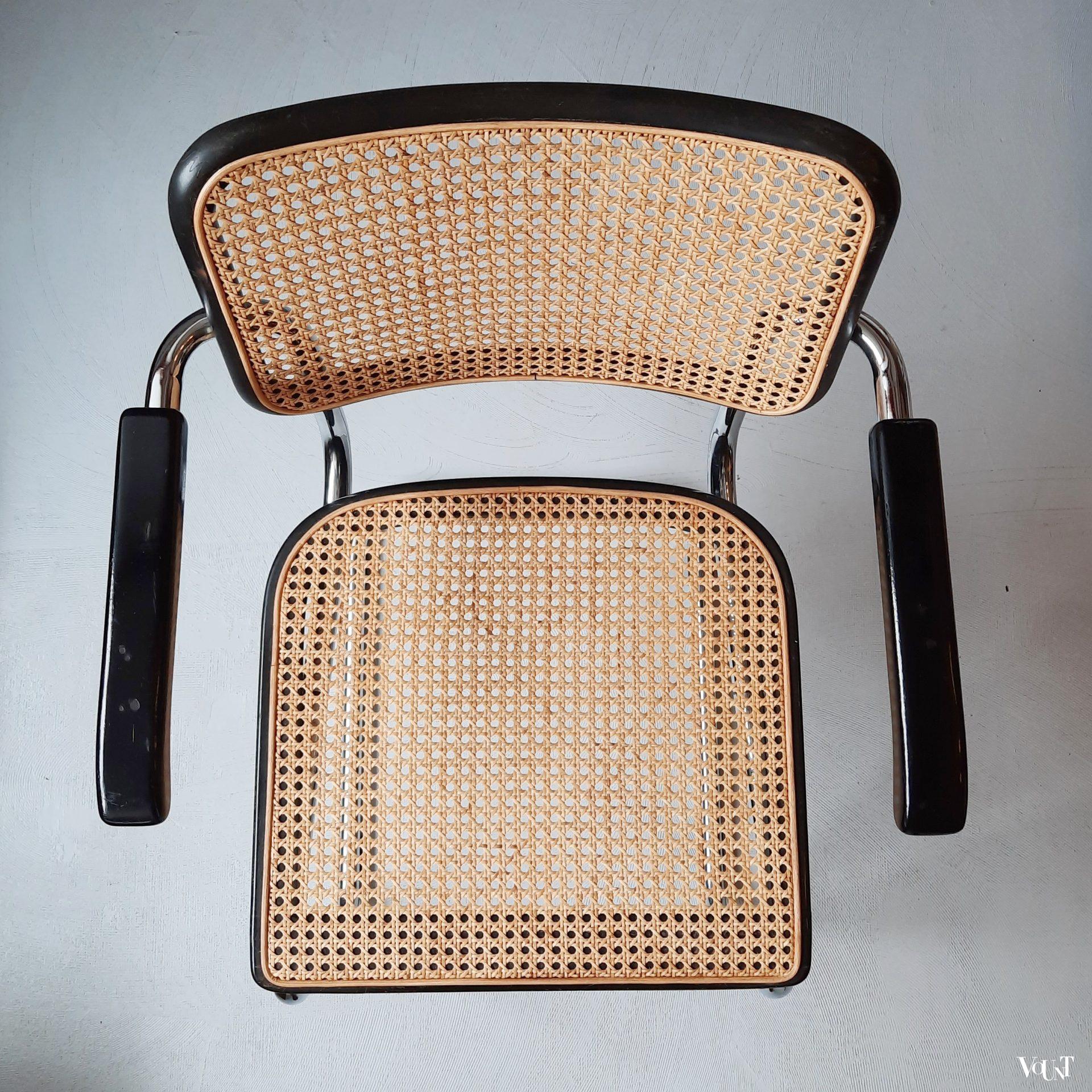 Zwarte S64 stoel, Marcel Breuer voor Thonet, 1984